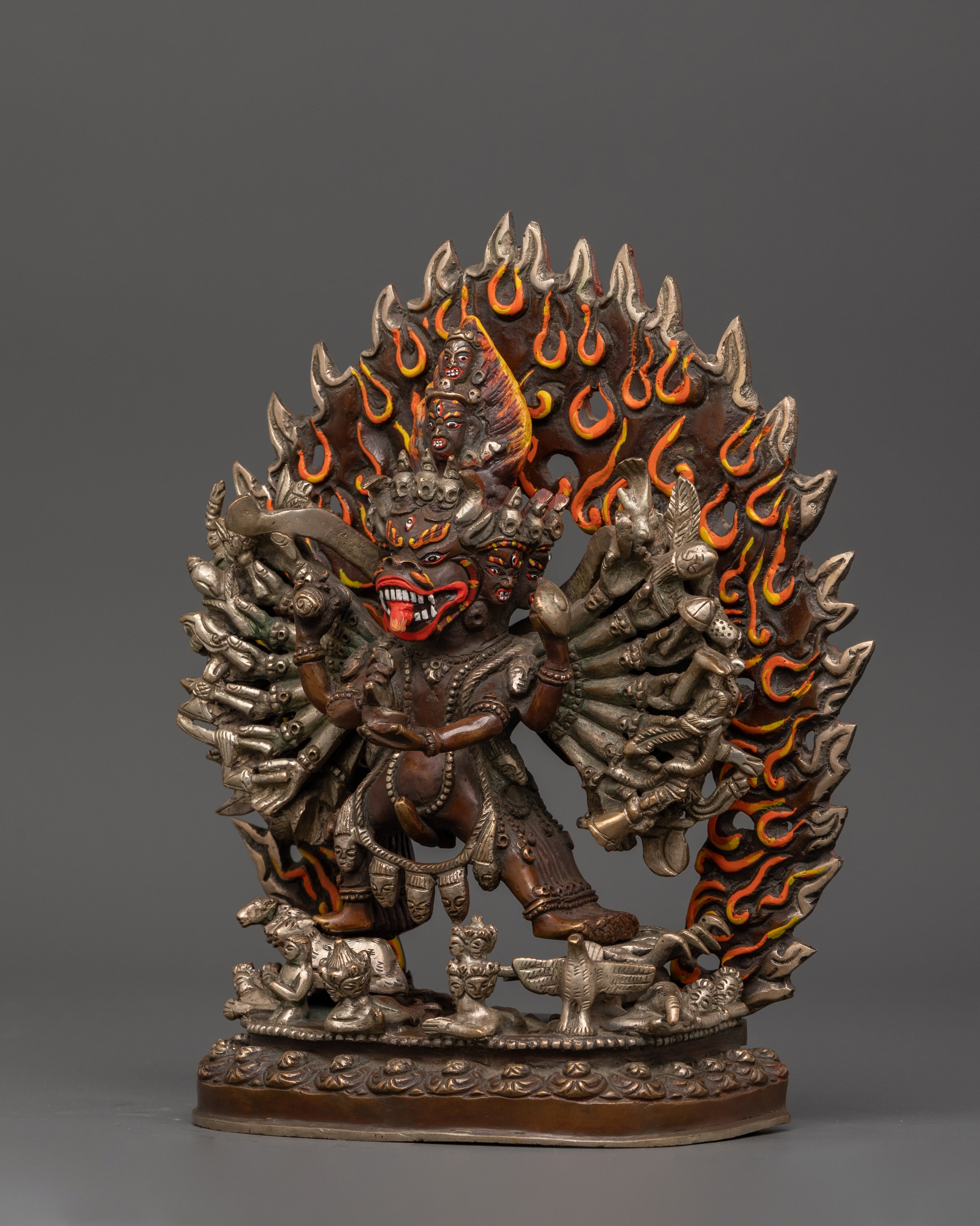 Silver-Plated Yamantaka Statue | Wrathful Buddhist Deity for Protection & Transformation