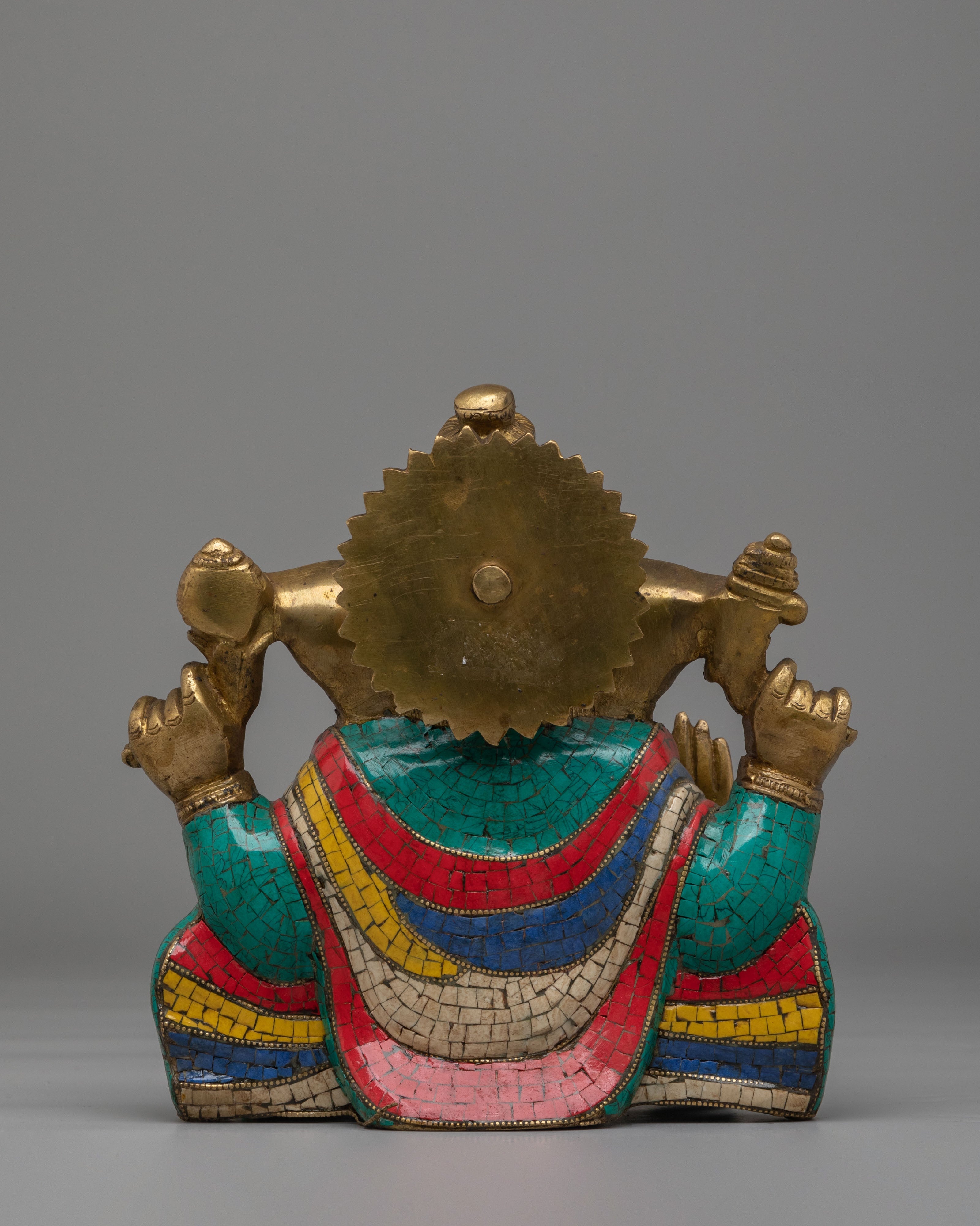 Traditional Hindu Ganesha Statue | Brass Gemstone Hindu Deity Sculpture