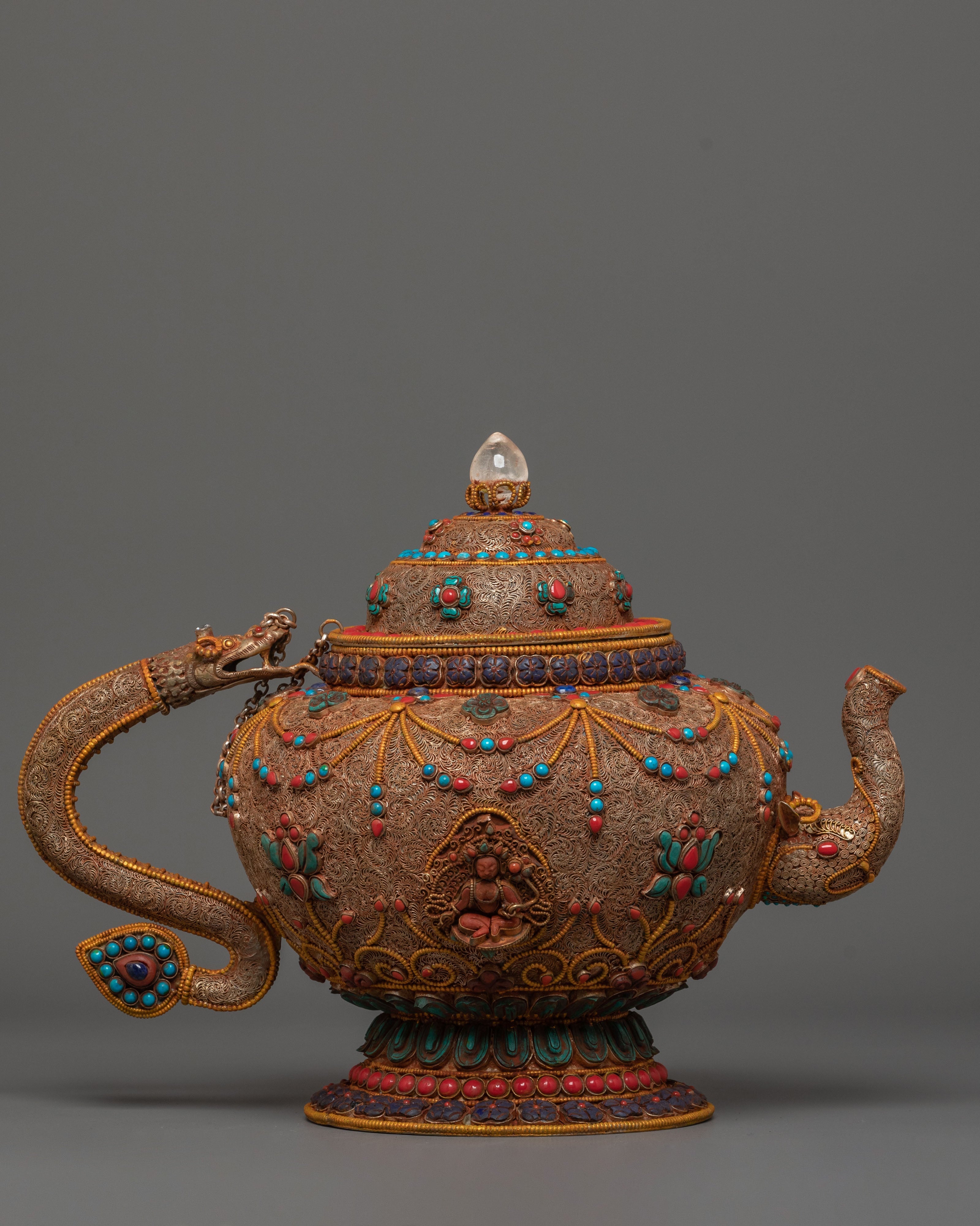 Green Tara Carved Tea Pot | Mother of All Buddhas