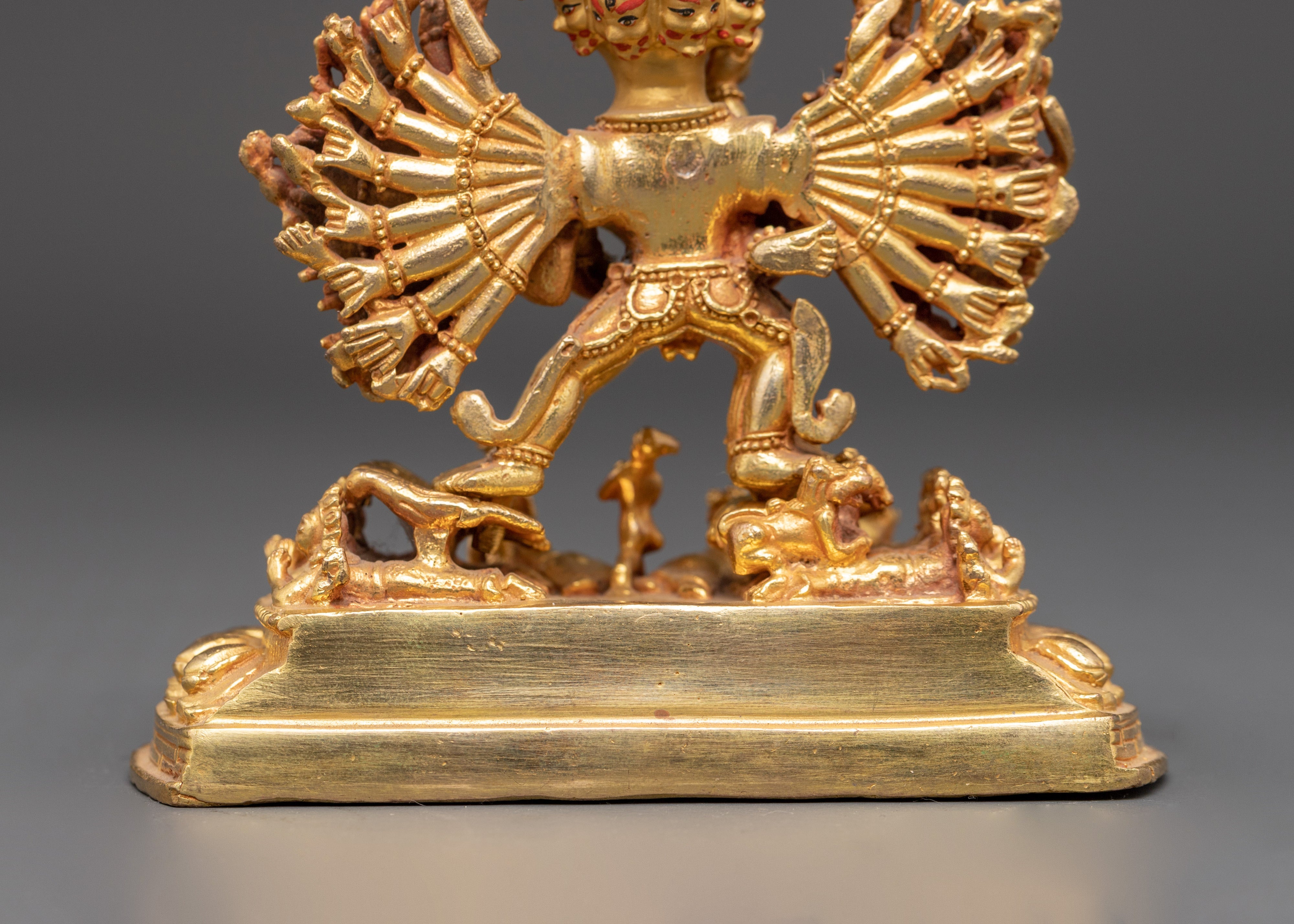 Yamantaka Gold Plated Statue | Tibetan Buddhist Deity Sculpture