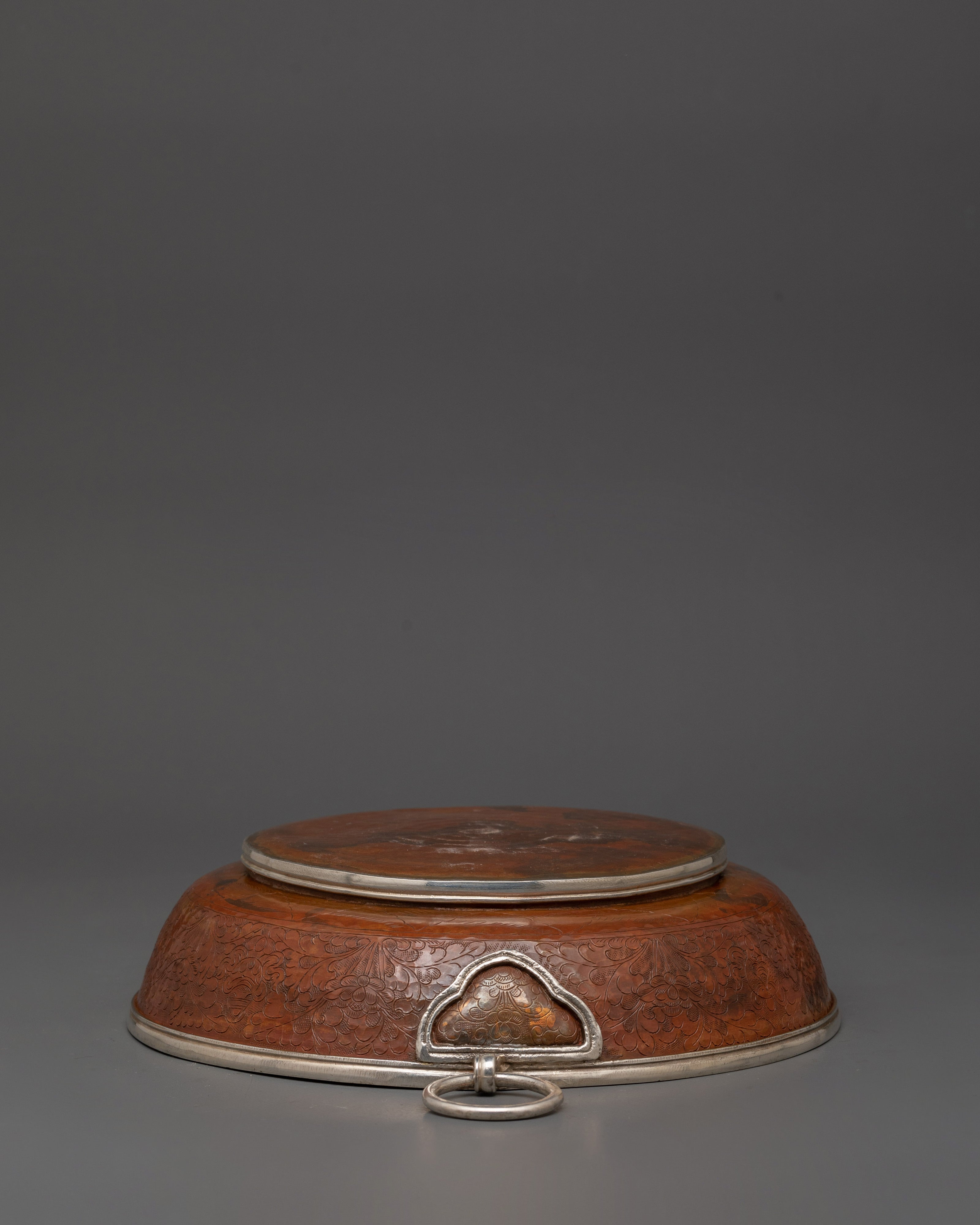 Spiritual Tibetan Water Offering Set | Oxidized Copper Ritual Bowls with Silver-Plated Brass Lining