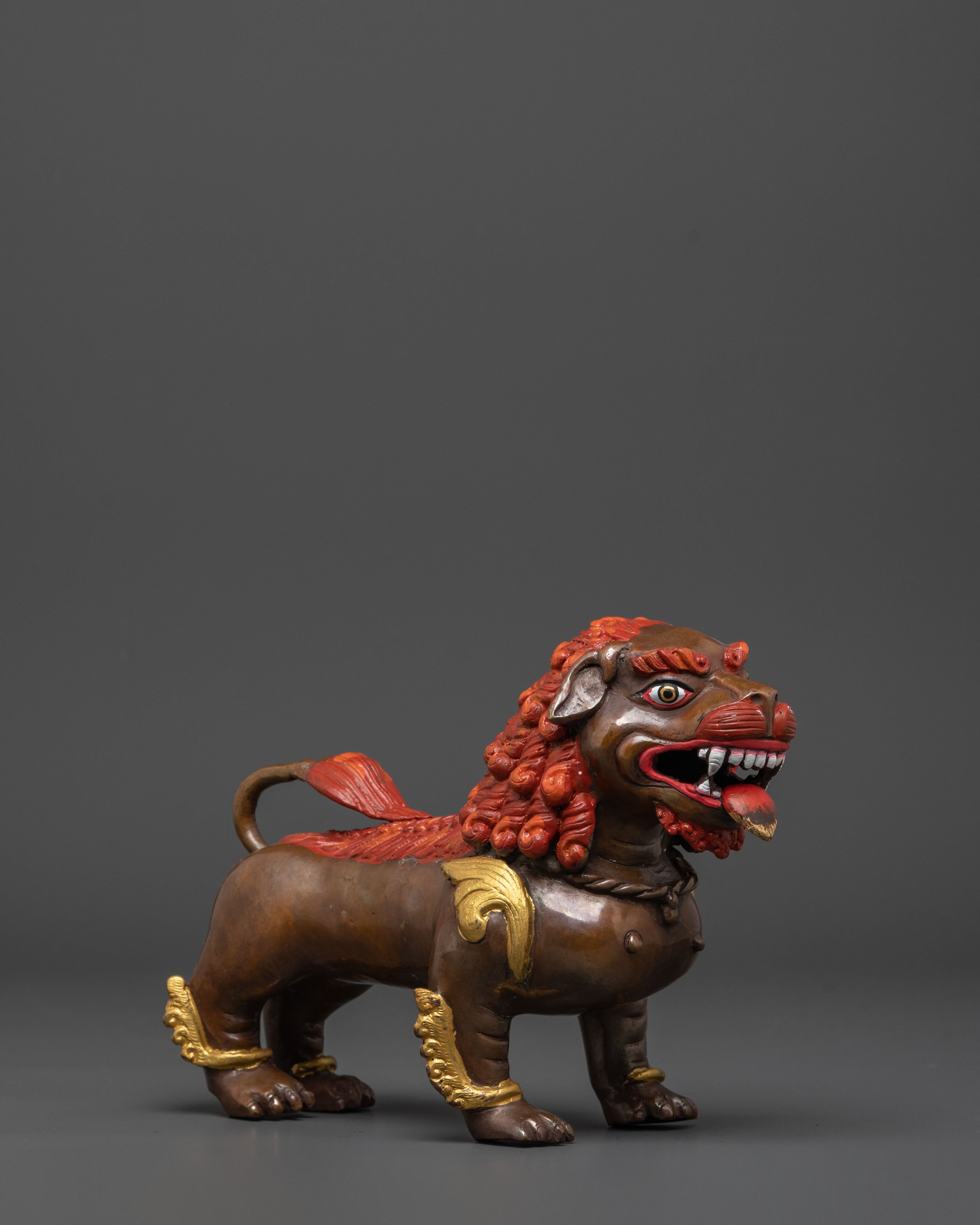 Sacred Buddhist Protector Lion Pair | Tibetan Snow Lion Guardian Statues
