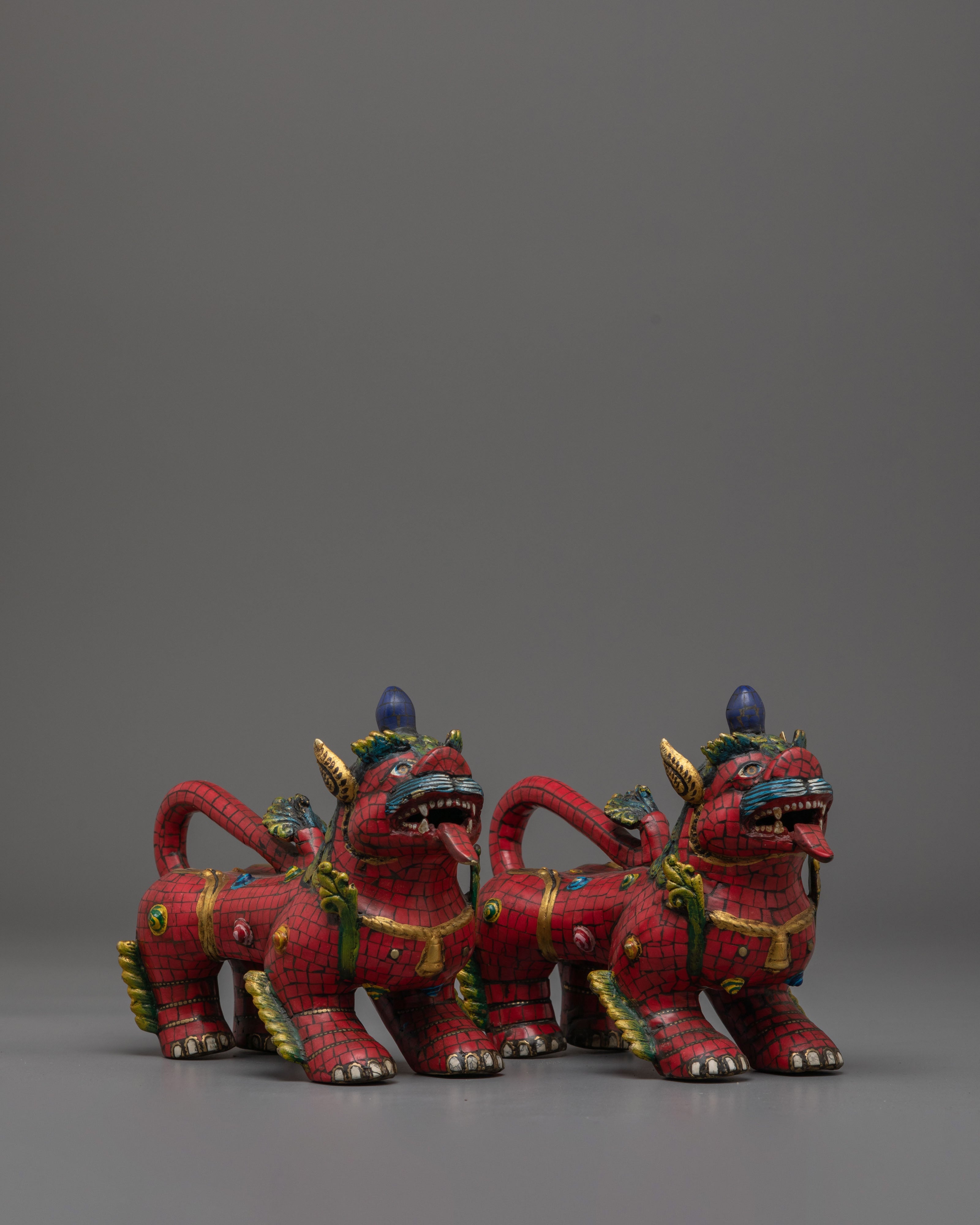 Handcrafted Lion Set for Decor | Bronze Guardian Lion Sculptures