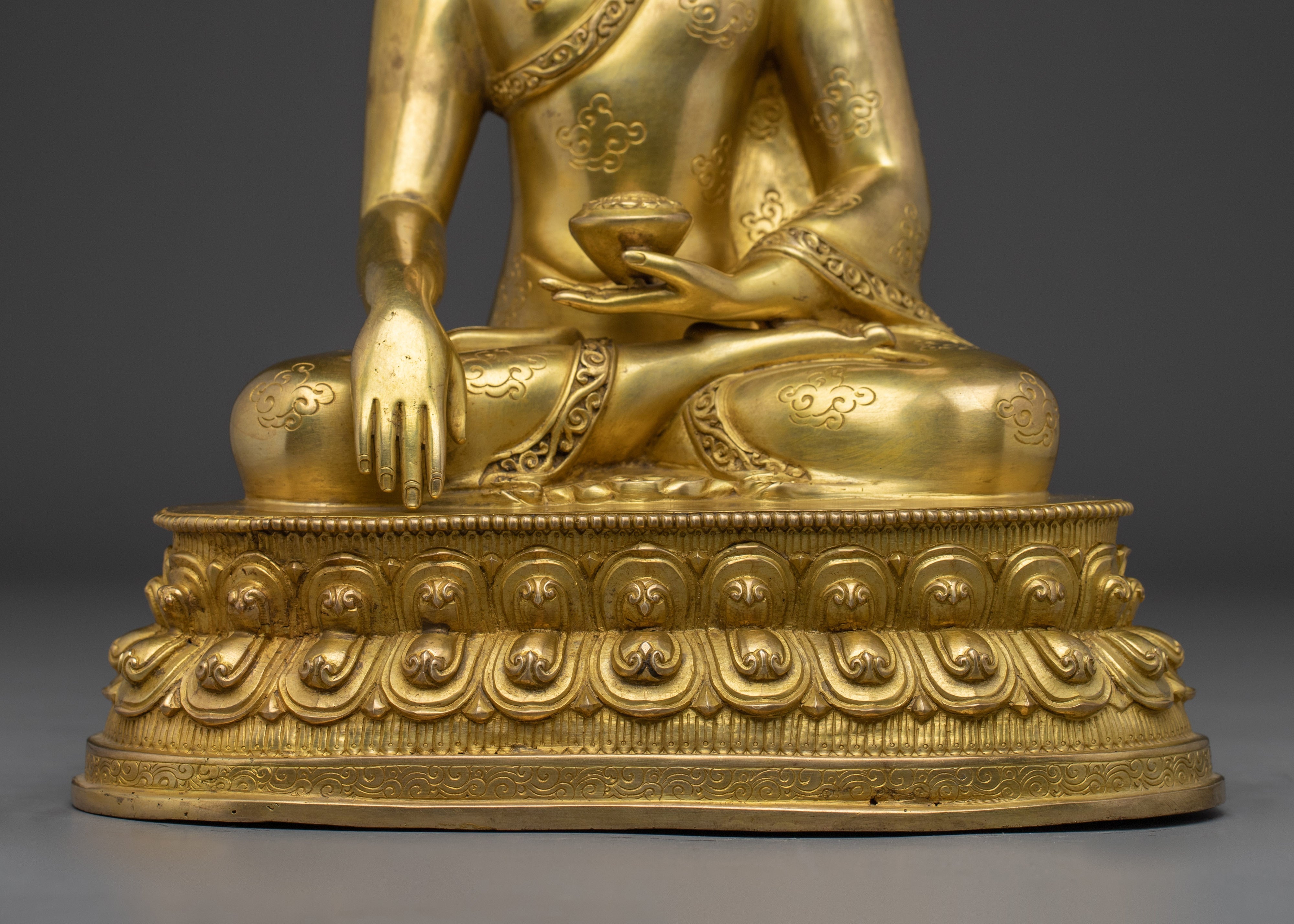 Golden Shakyamuni Buddha - The Enlightened One | Traditionally 24K Gold Gilded Statue