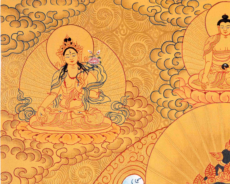 Full Gold Hand-Painted Vajrasattva Thangka | Divine Wisdom for Home Decor