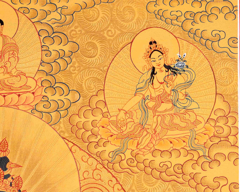 Full Gold Hand-Painted Vajrasattva Thangka | Divine Wisdom for Home Decor