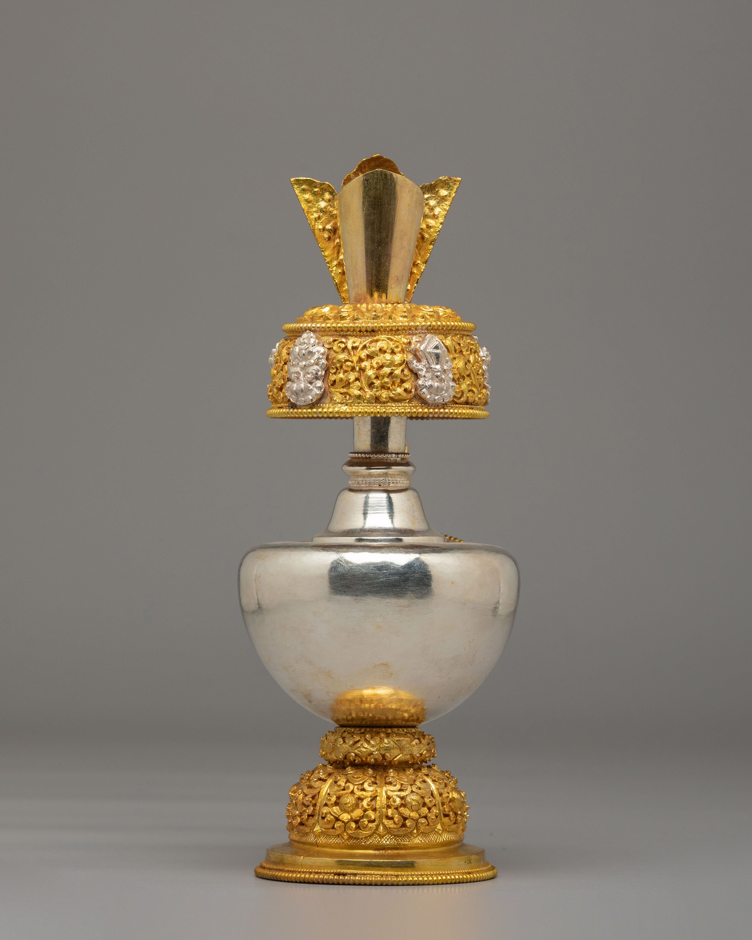 Handcrafted Ritual Bhumba | Gold & Silver Plated Copper Vessel
