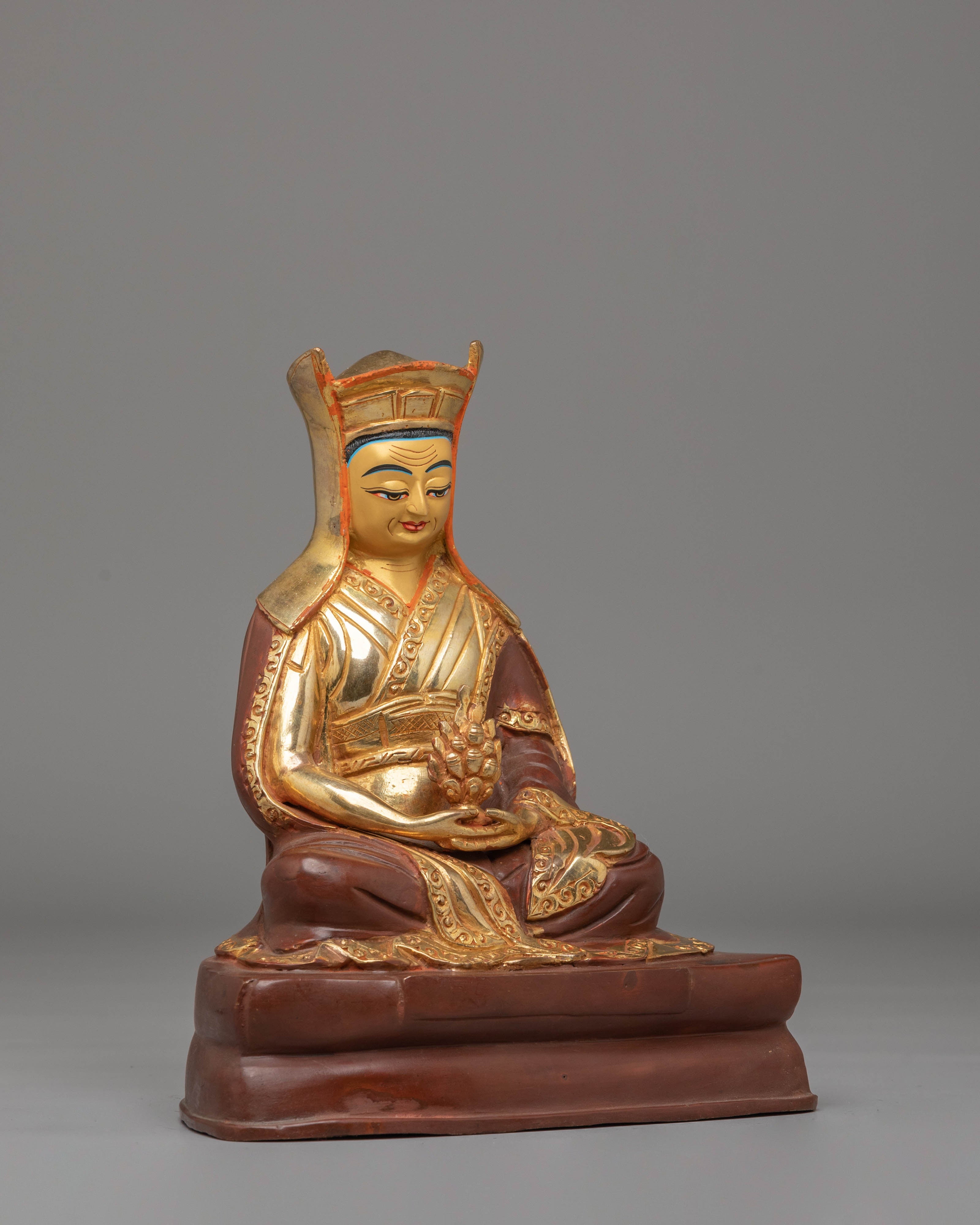 Handcrafted Marpha Buddhist Statue | Copper Body with Acrylic Color and 24K Gold Plating