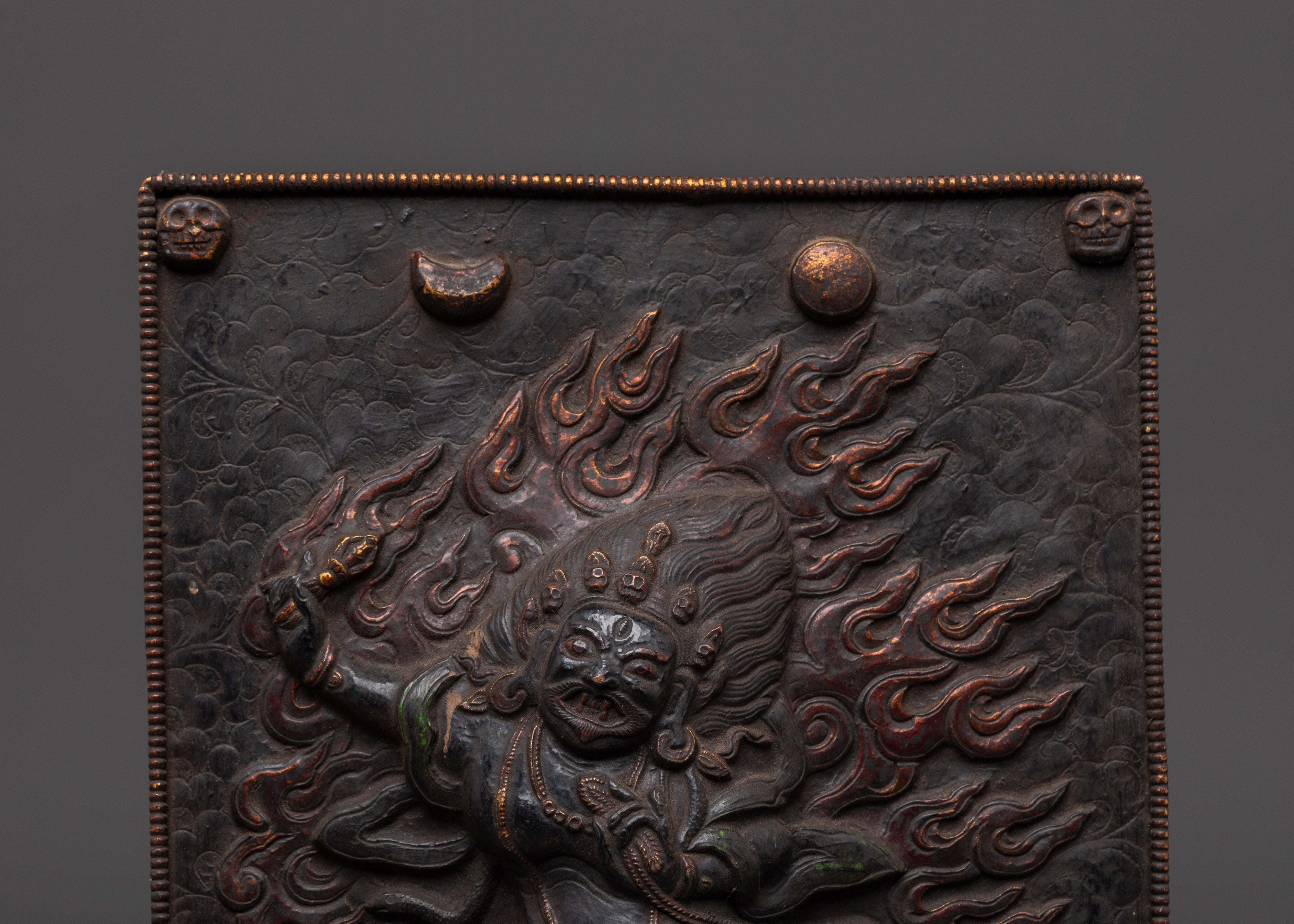 Handcrafted Spiritual Wall Hanging | Brass Vajrapani Fierce Deity Art
