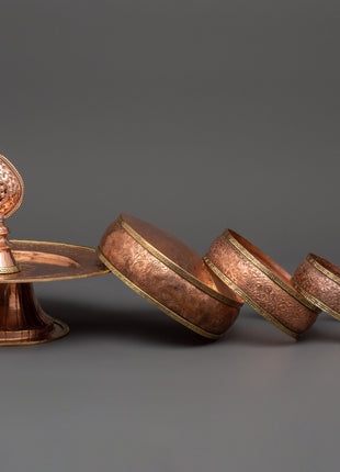 Copper Mandala Offering Set with Brass | Buffed Finish with Brass Accents
