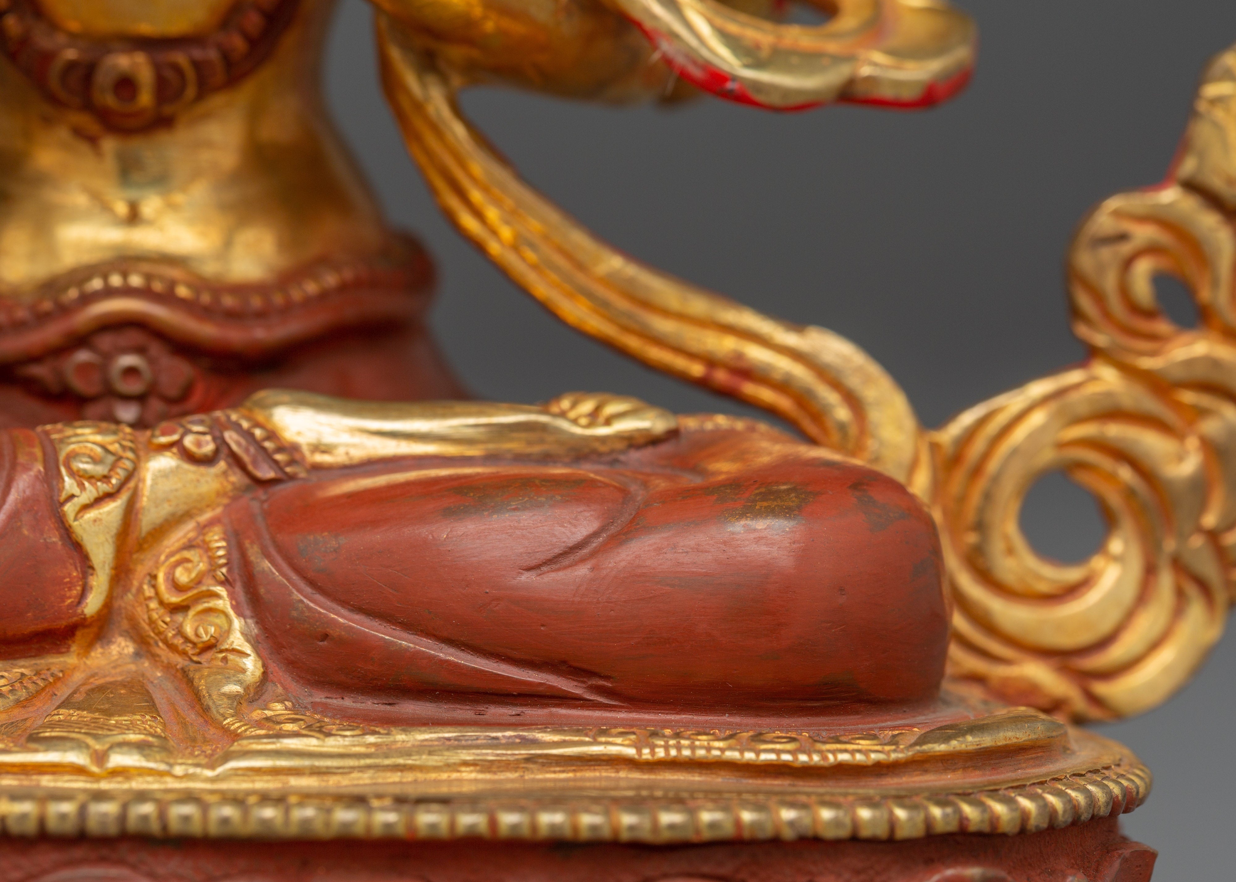 Sacred Statue of Bodhisattva Chenrezig | Copper & Gold Gilded with Acrylic Color