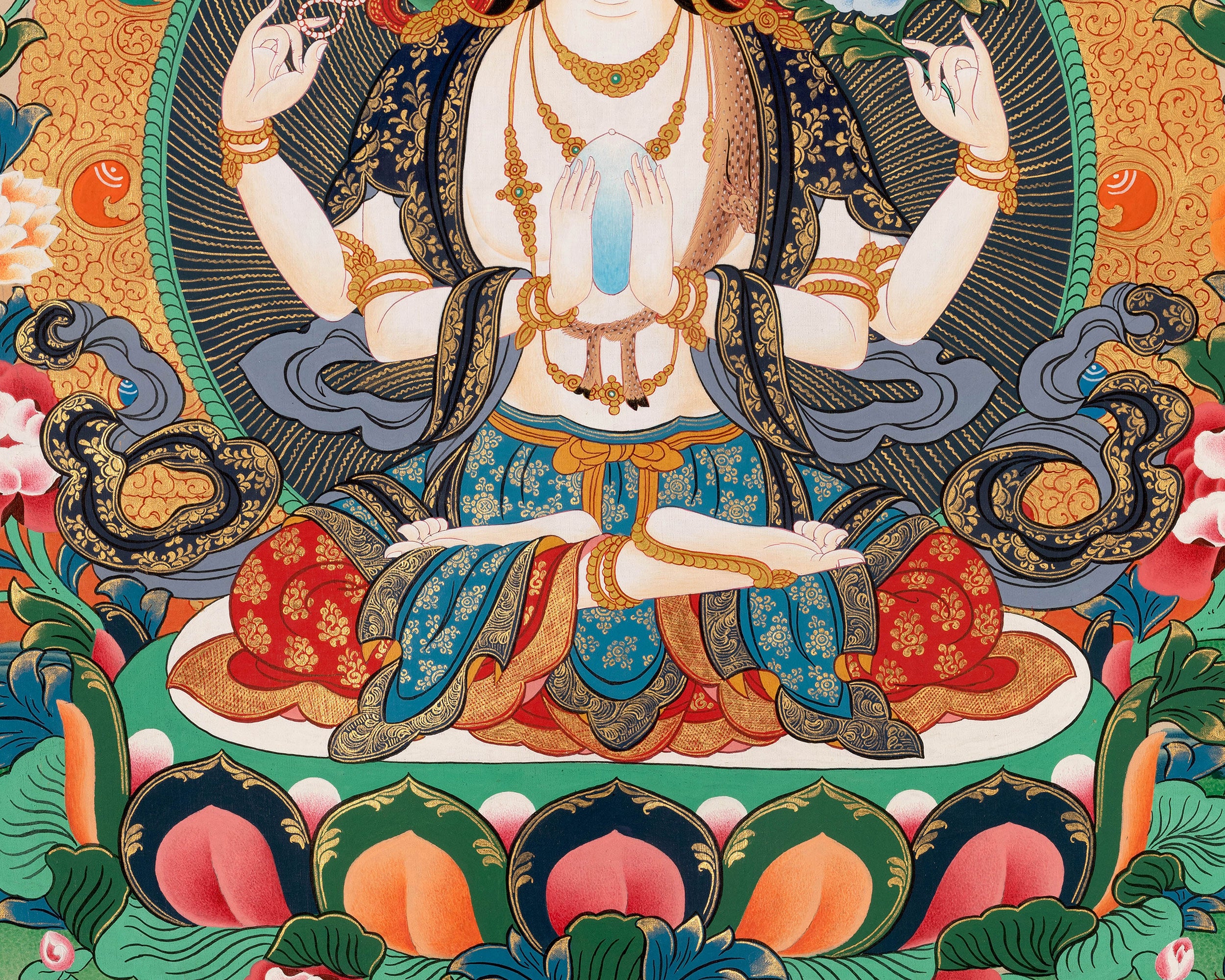Avalokitesvara Chenrezig Thangka | Tibetan Bodhisattva of Compassion