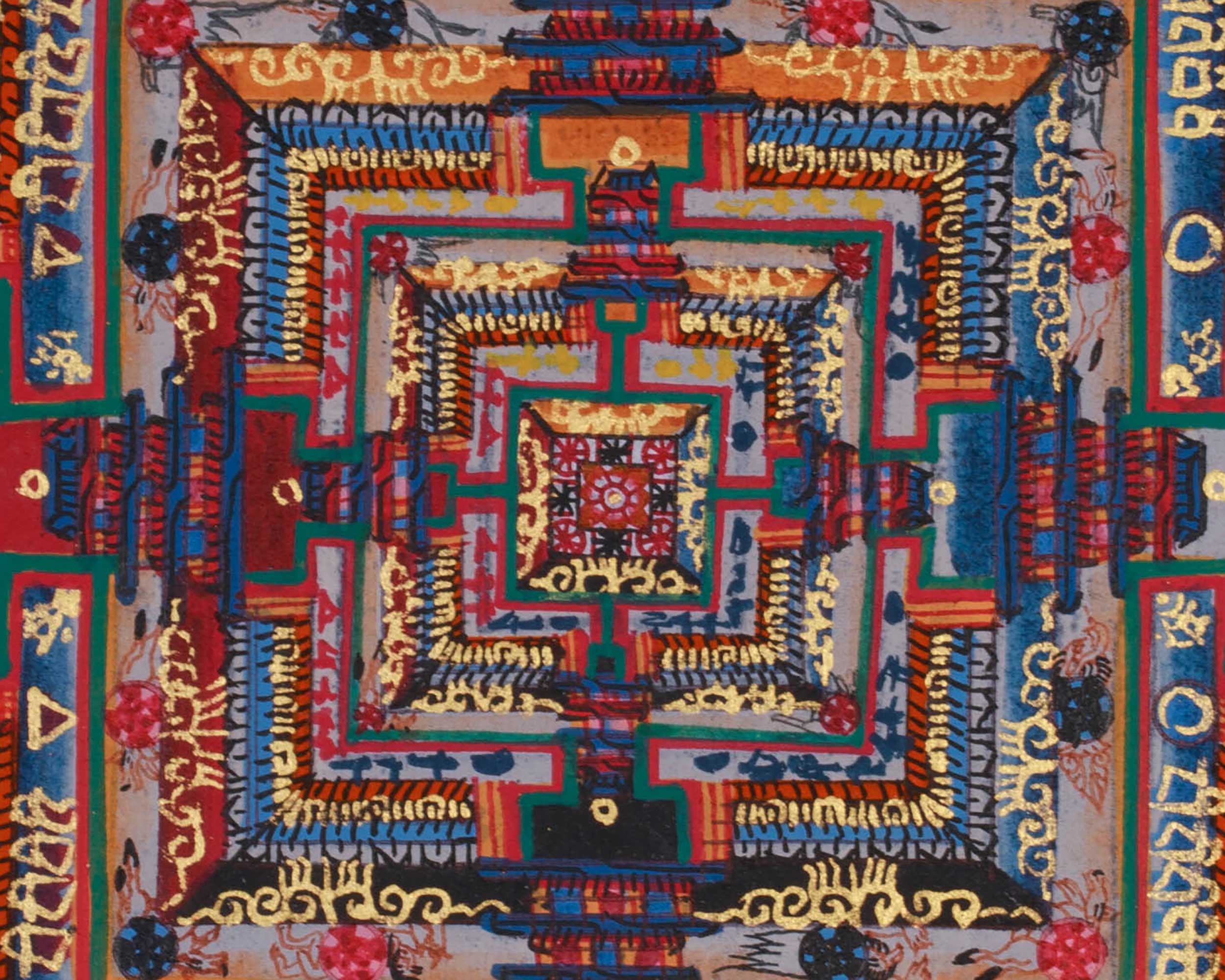 Small Kalachakra Mandala Thangka | Tibetan Art of Time and Cosmic Balance