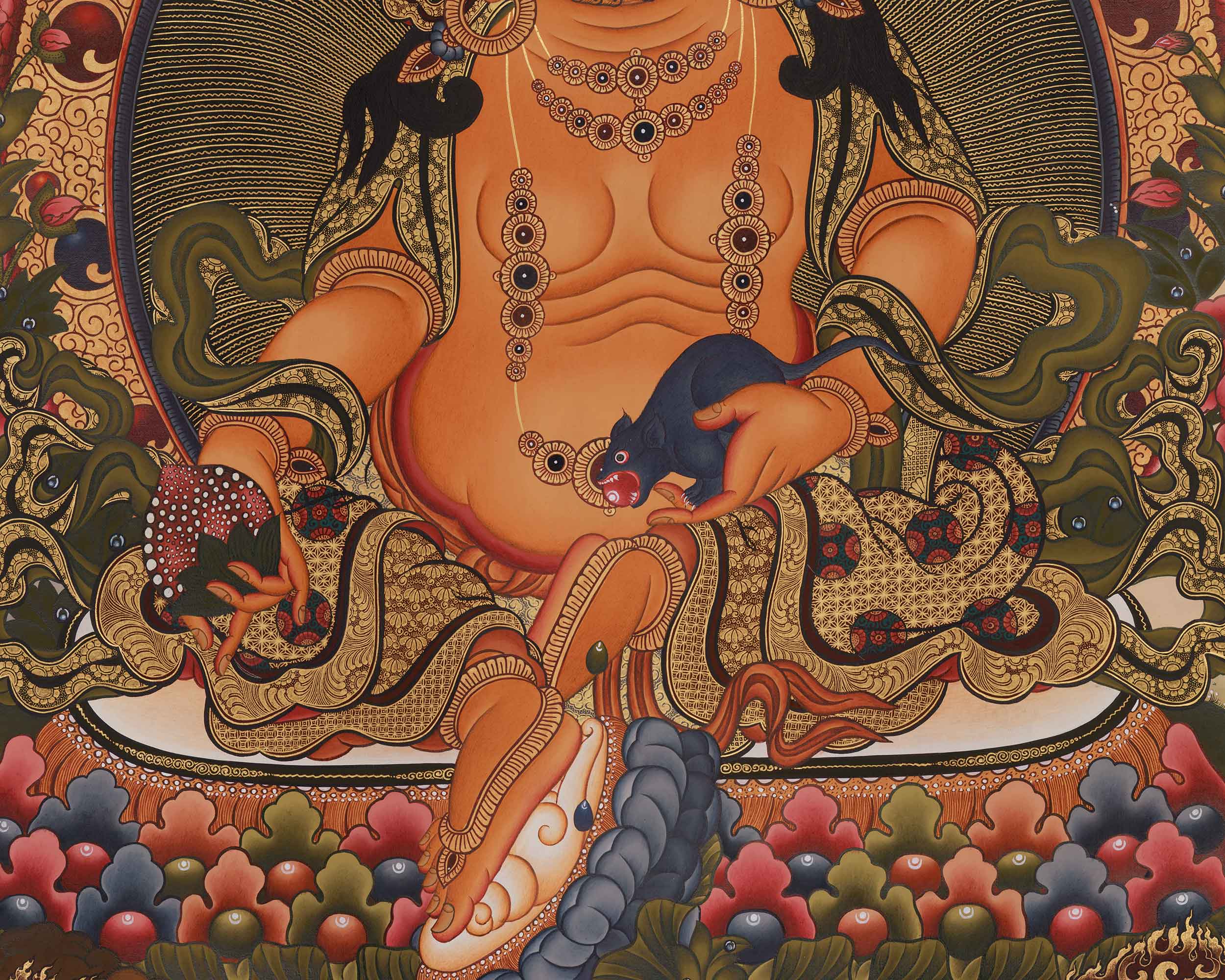Traditional Thangka of Five Dzambhala | Prosperity and Wealth Deity