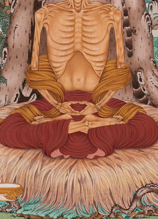 Fasting Buddha Giclee Canvas Print | Sacred Enlightenment Art
