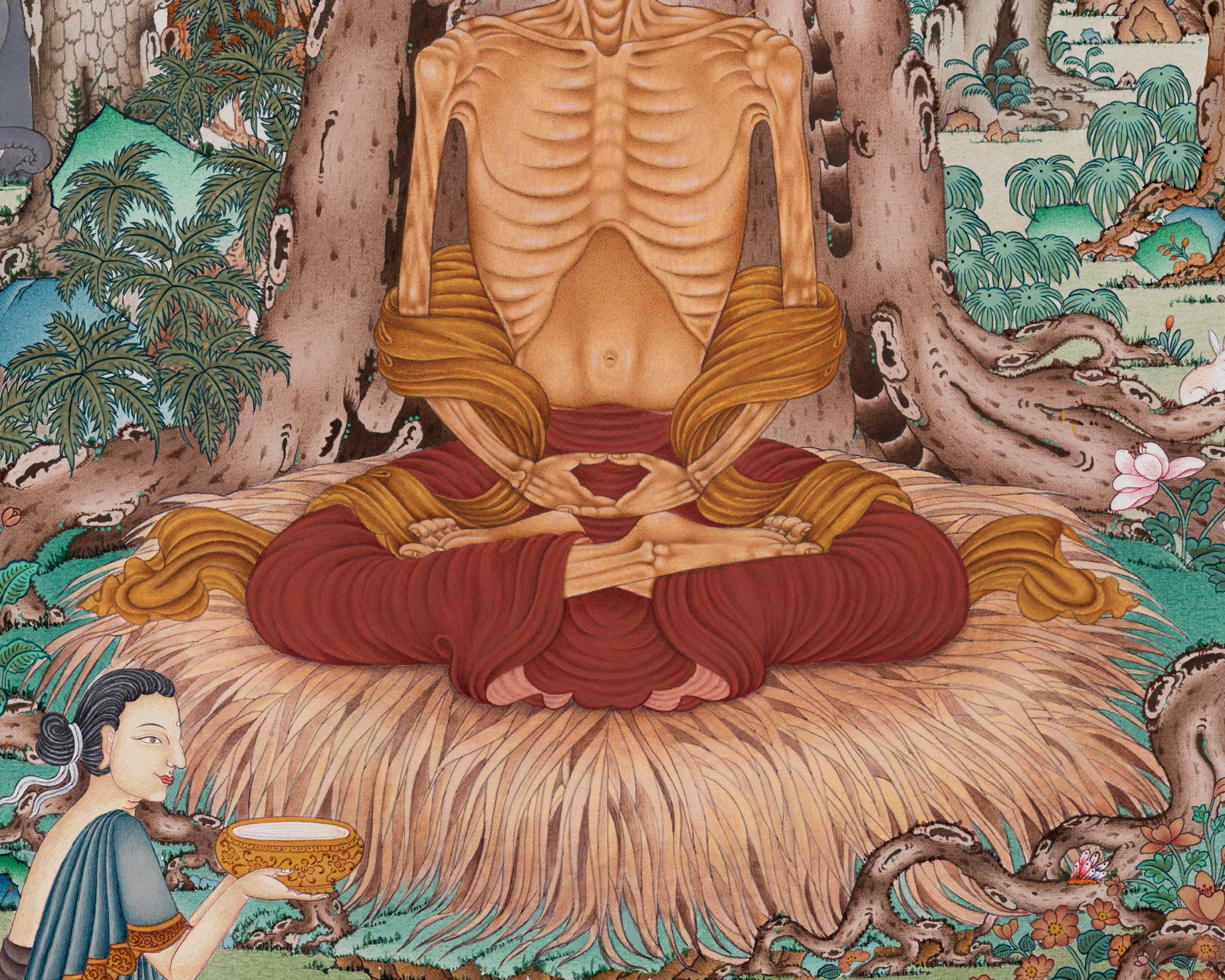Fasting Buddha Giclee Canvas Print | Sacred Enlightenment Art