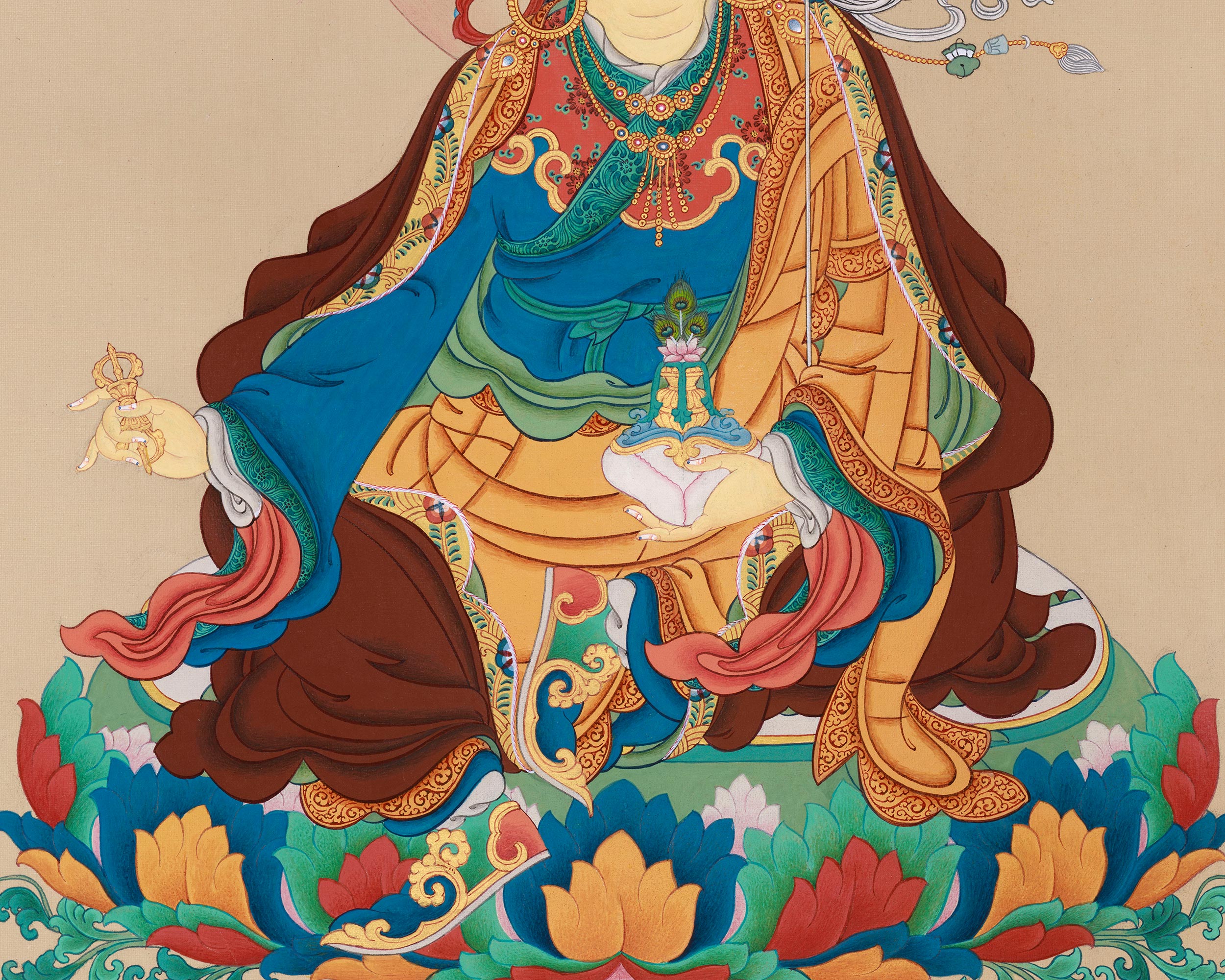 Tibetan Thangka Of Guru Rinpoche | Sacred Padmasambhava Buddhist Artwork