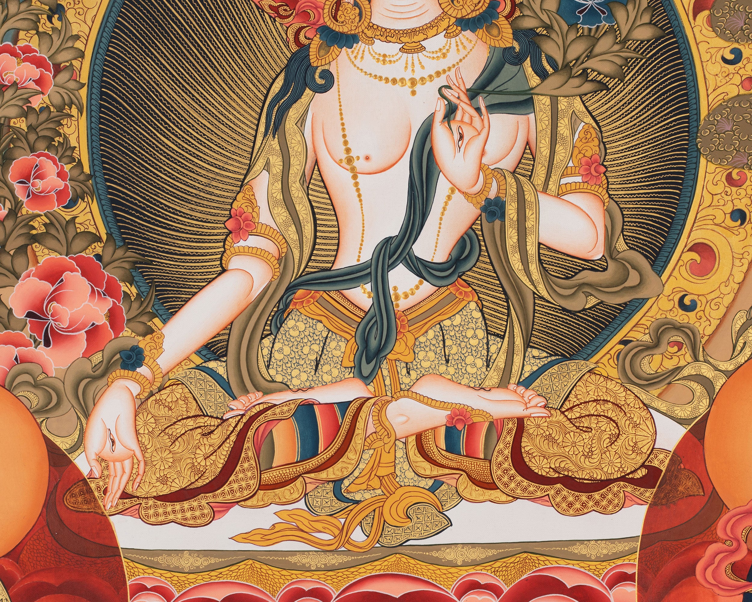 Large Arya Tara Tibetan Thangka | Mother Of Compassion And Wisdom