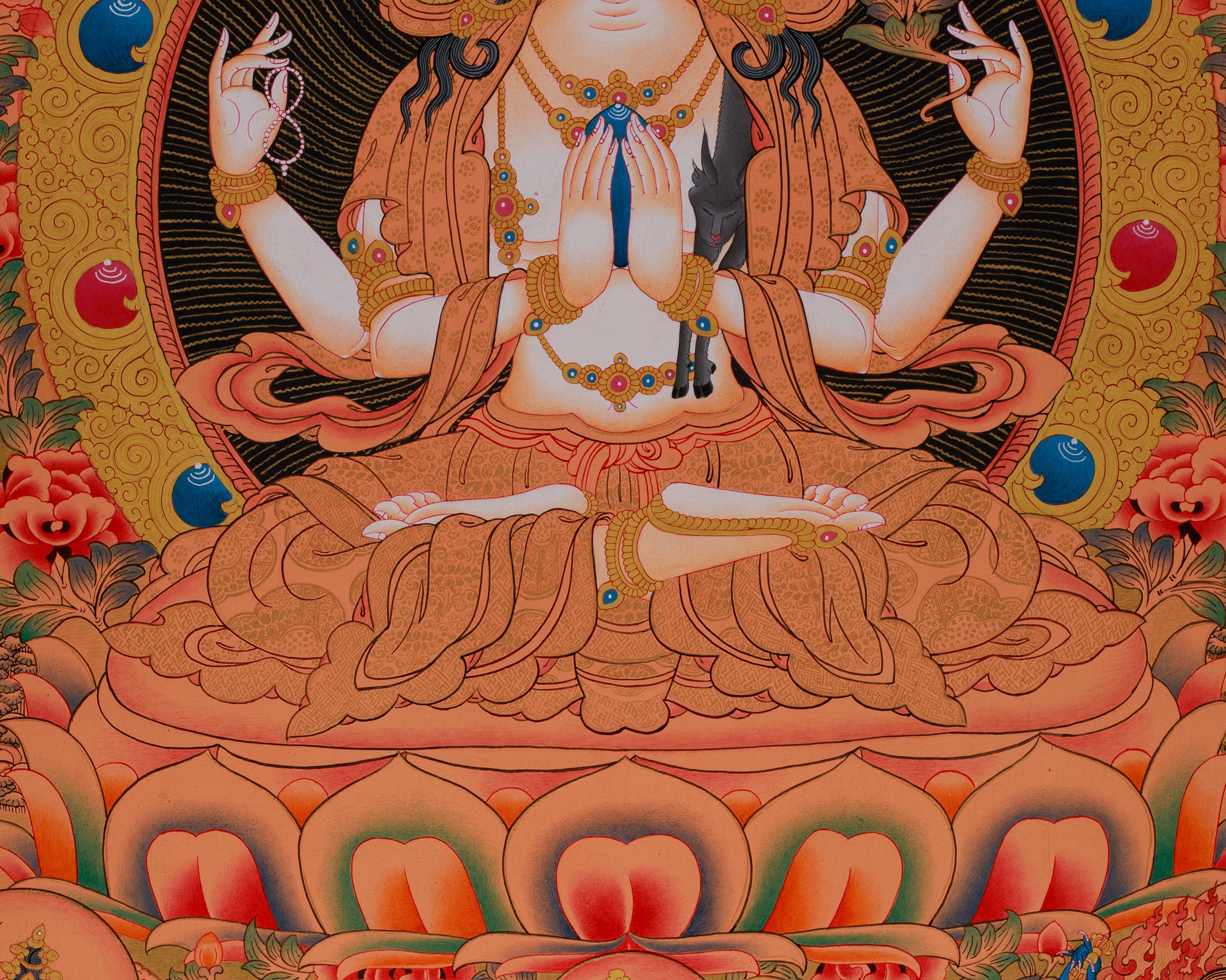 Chenrezig with Five Buddhas and Bodhisattvas | Radiant Compassion in Divine Assembly
