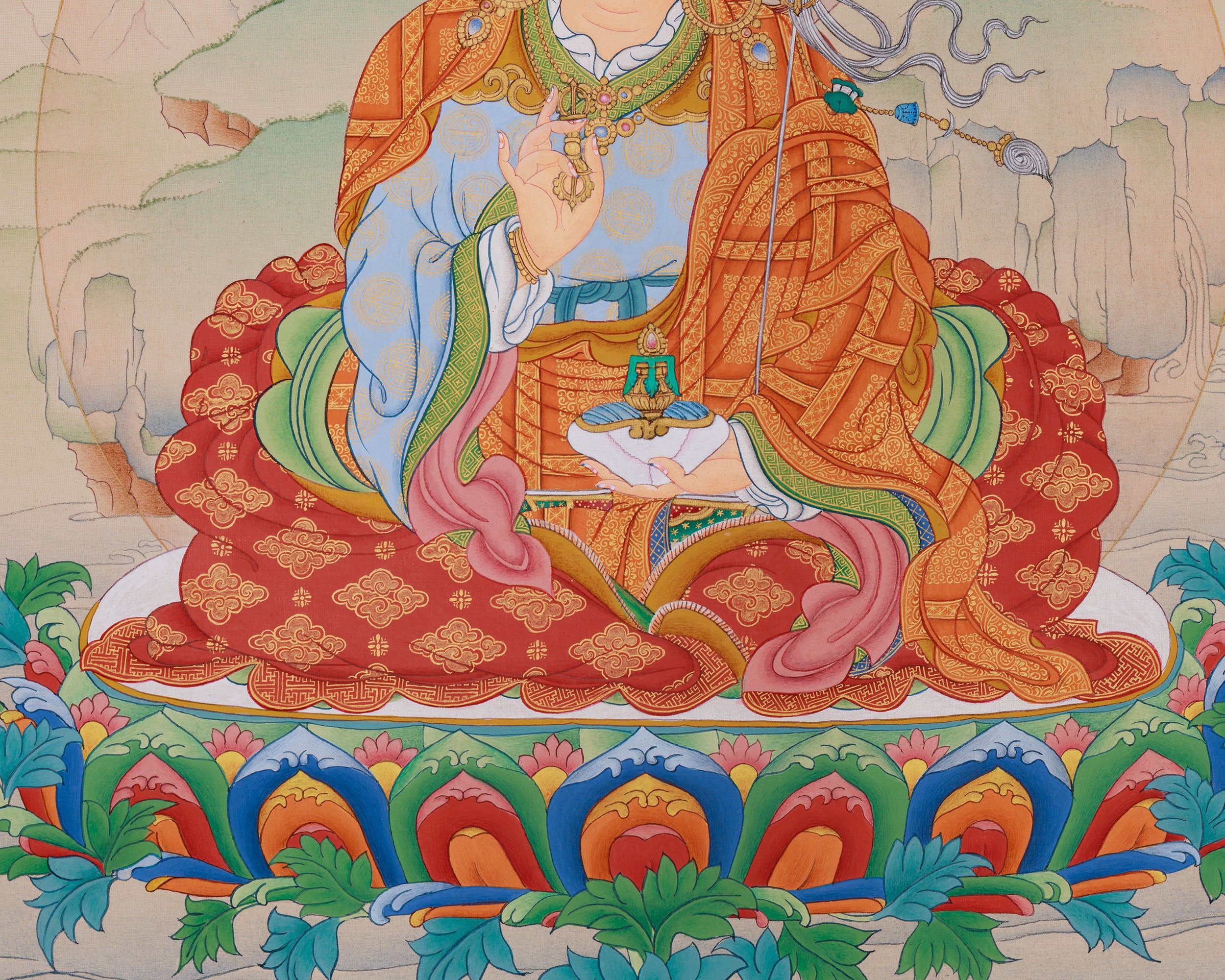 Lotus Born Guru Rinpoche Thangka | A Symbol of Wisdom and Protection
