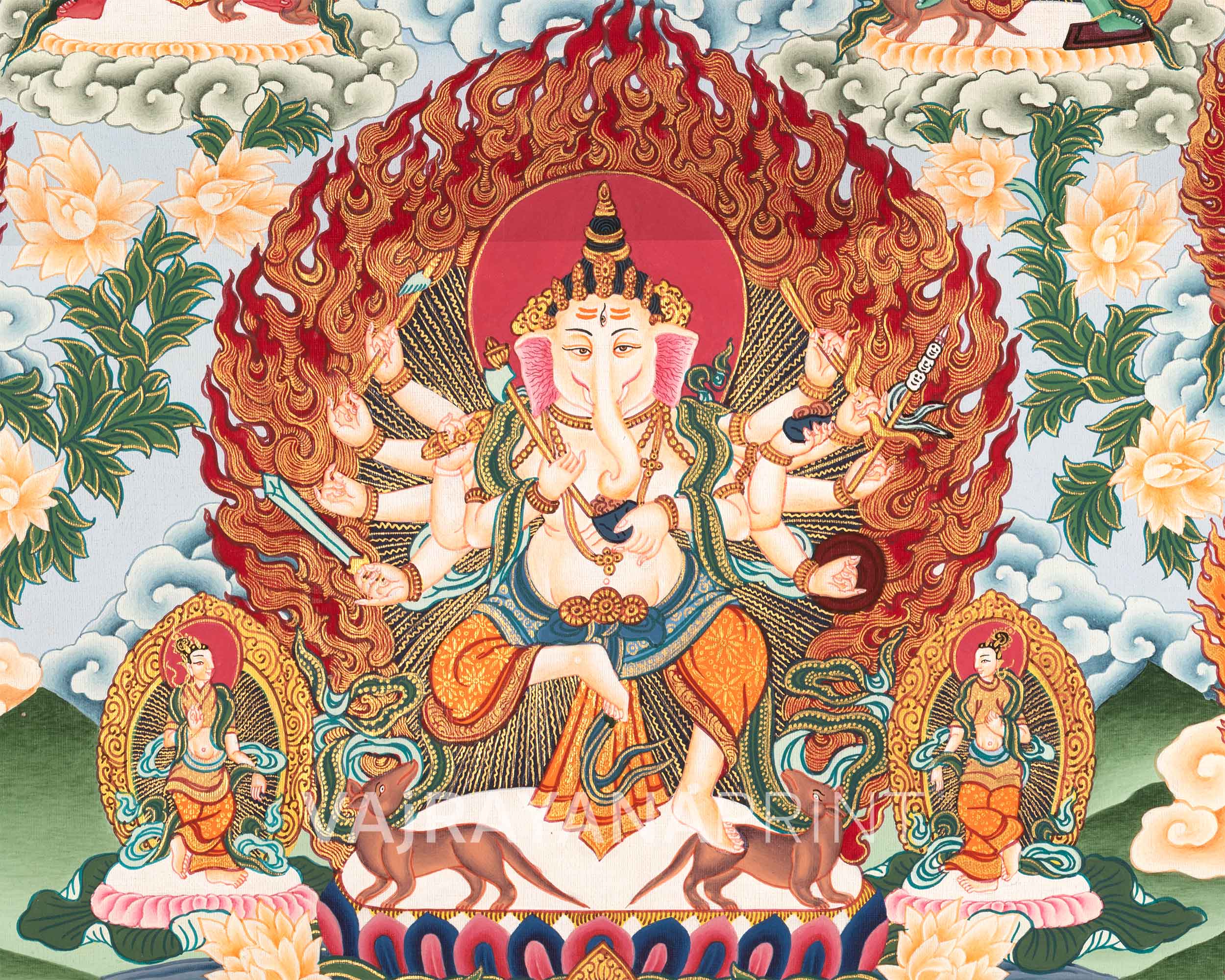 Traditional Newari Pauba Print For Ganesh Stotram Practice | Paubha Print For Ganesh Chaturthi Celebration