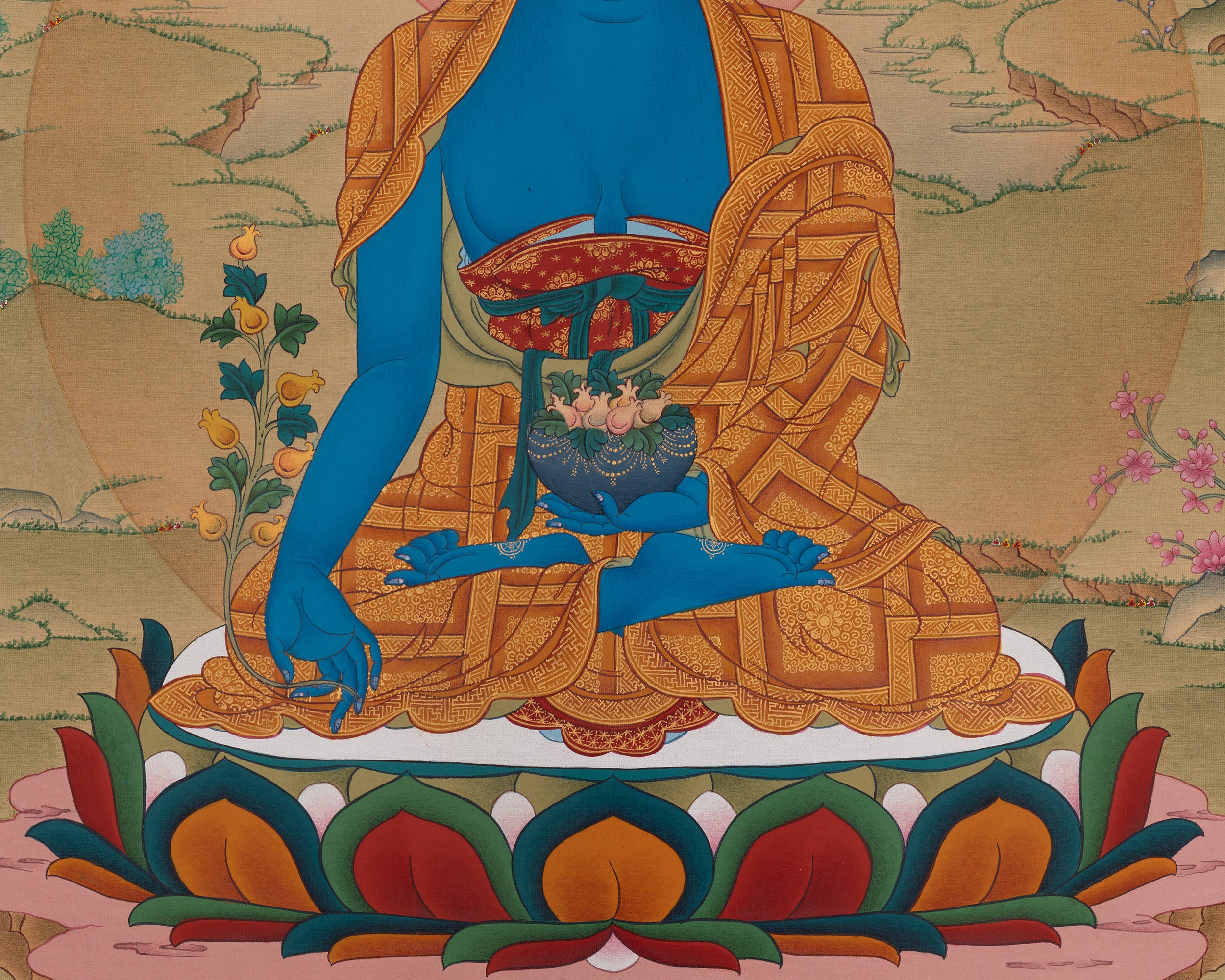 Medicine Buddha Meditation Art | Bhaisajyaguru Thangka | Healing Deity