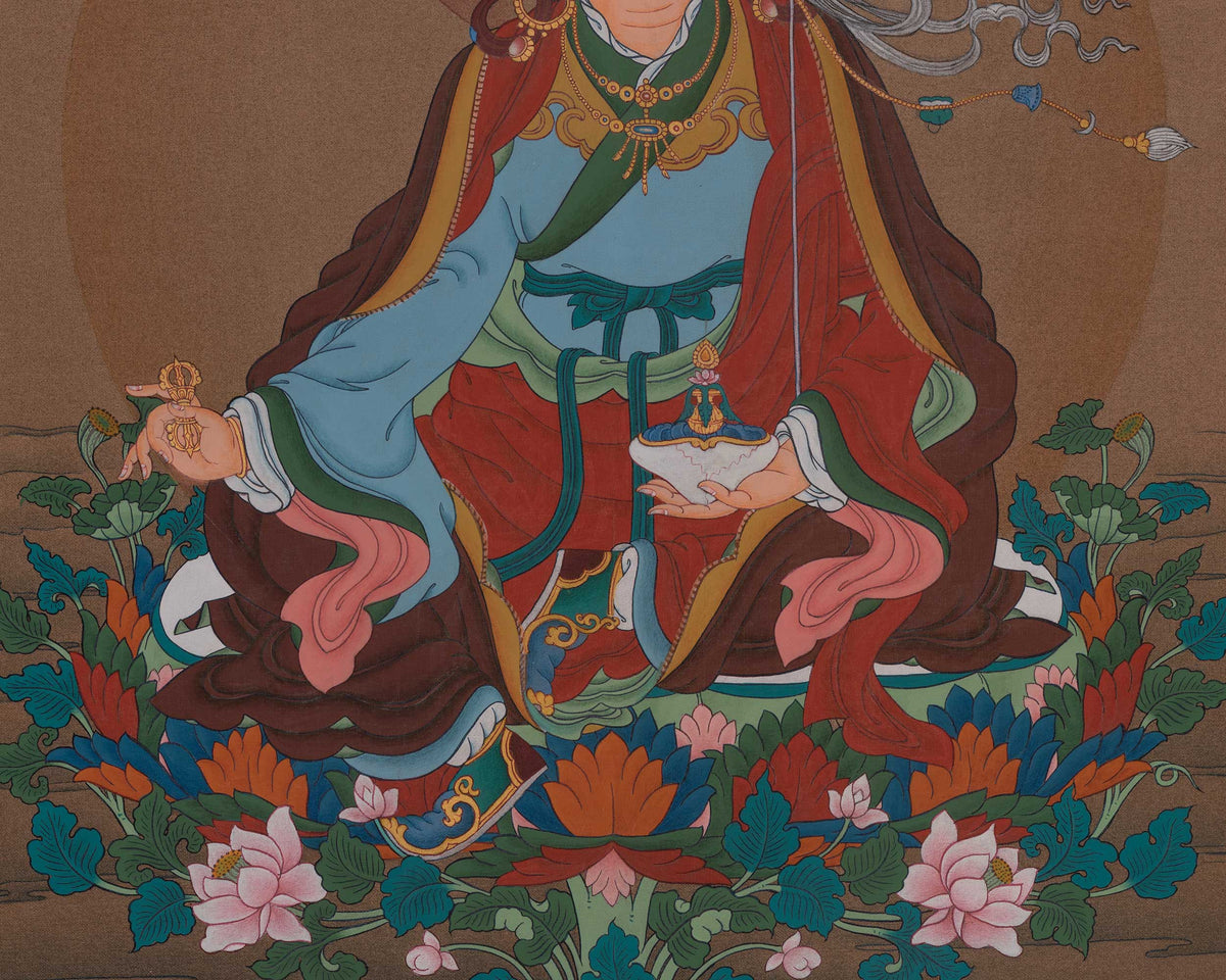 Guru Padmasambhava Sacred Thangka | Wisdom Deity | Tibetan Artwork
