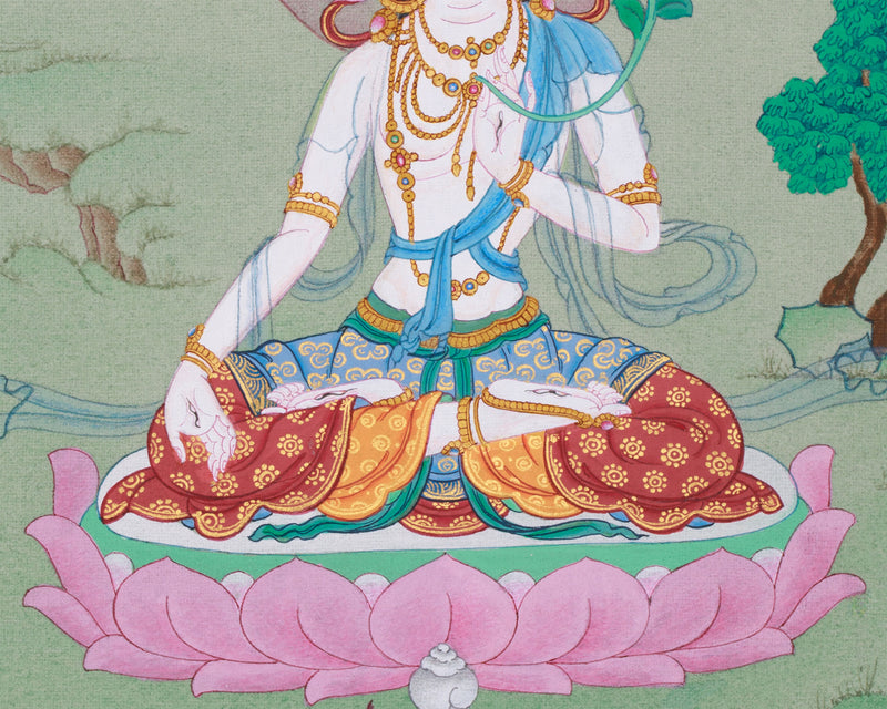 Healing and Longevity Goddess Tara | White Dolma Thangka