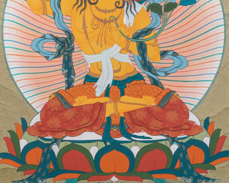 Thangka Print Of Bodhisattva of Wisdom | Digital Print Of Manjushri | Meditative Artwork