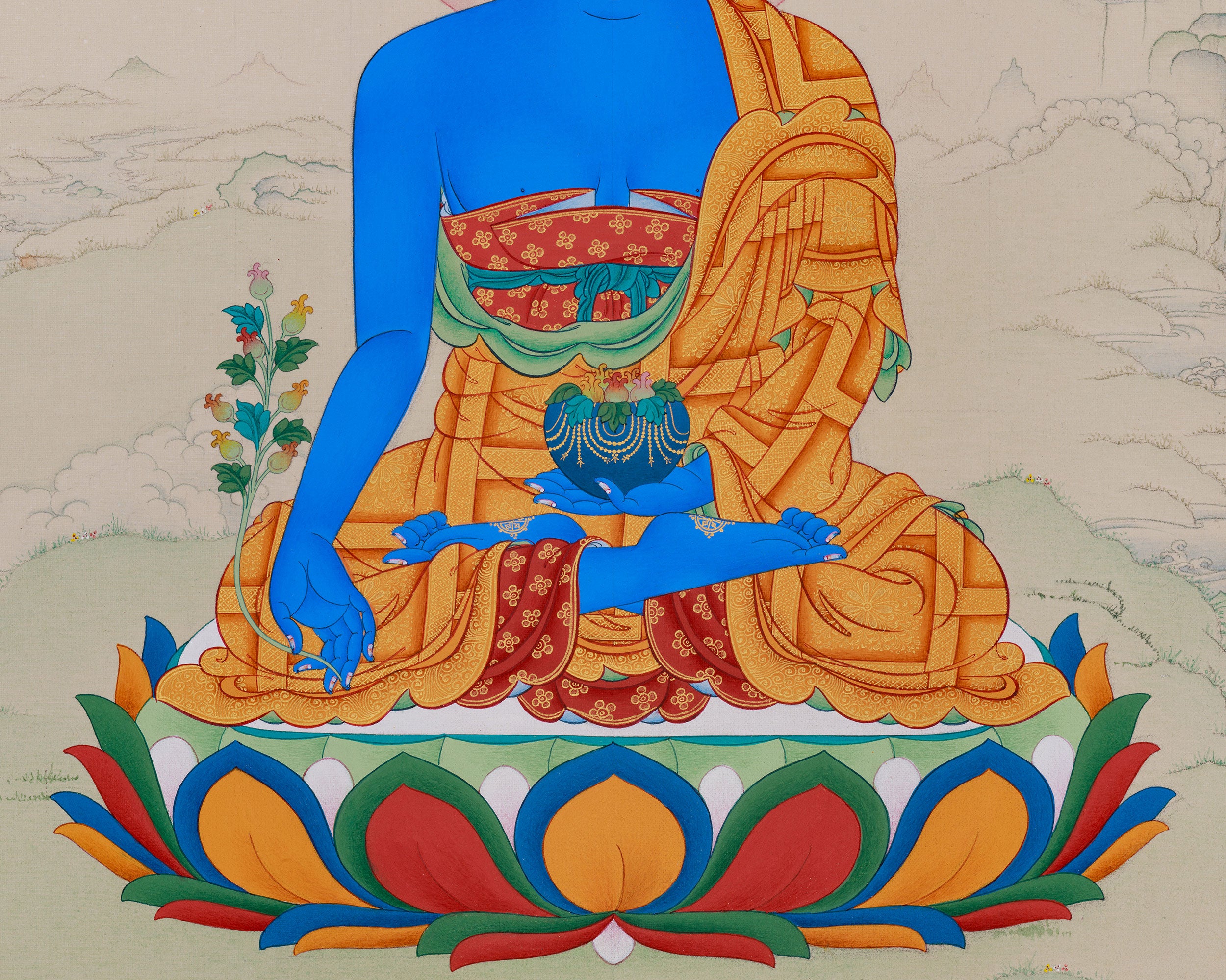 Bhaisajyaguru Thangka | Healing Blue Buddha