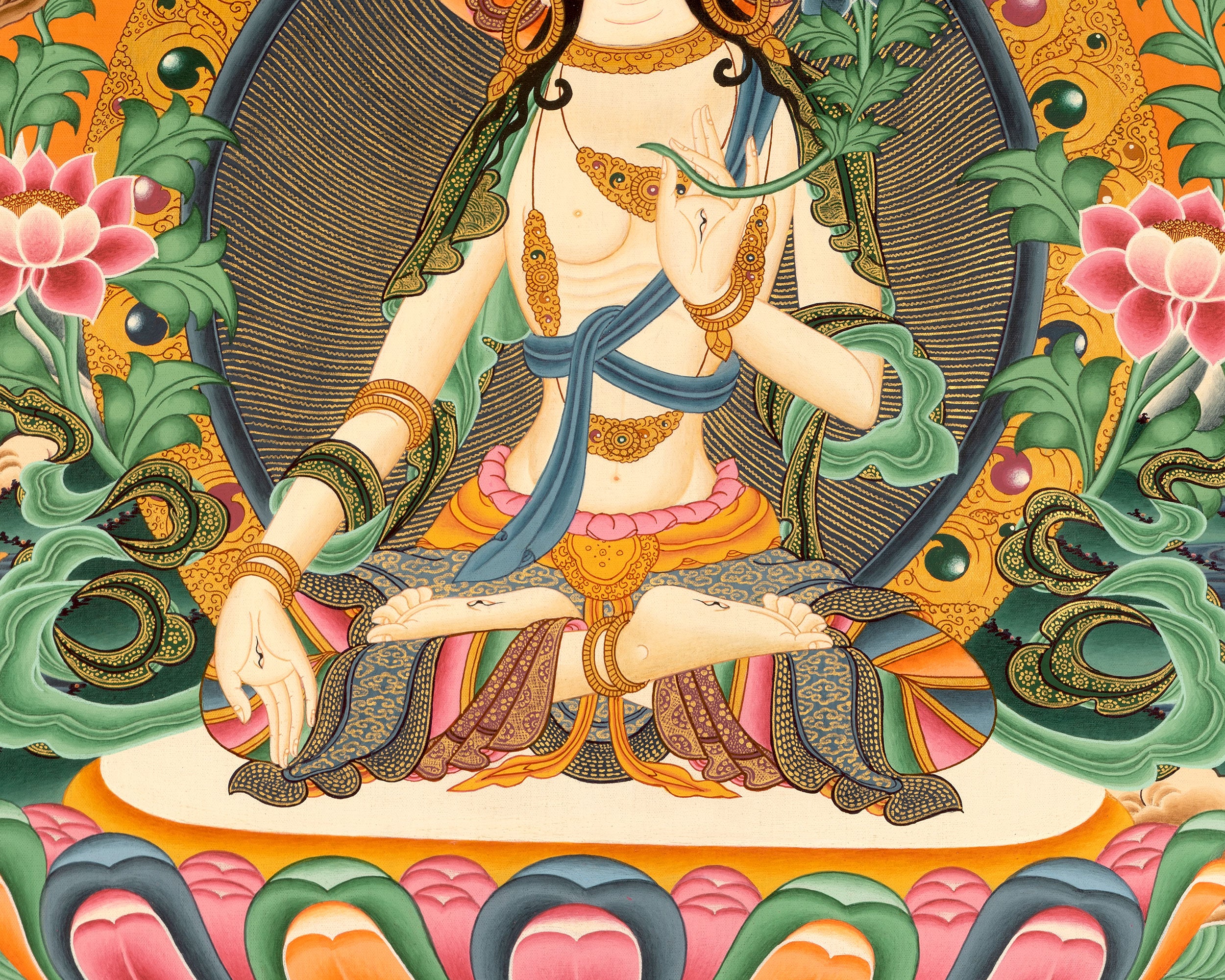 White Rara Painting Thangka | Tibetan Bodhisattva Art
