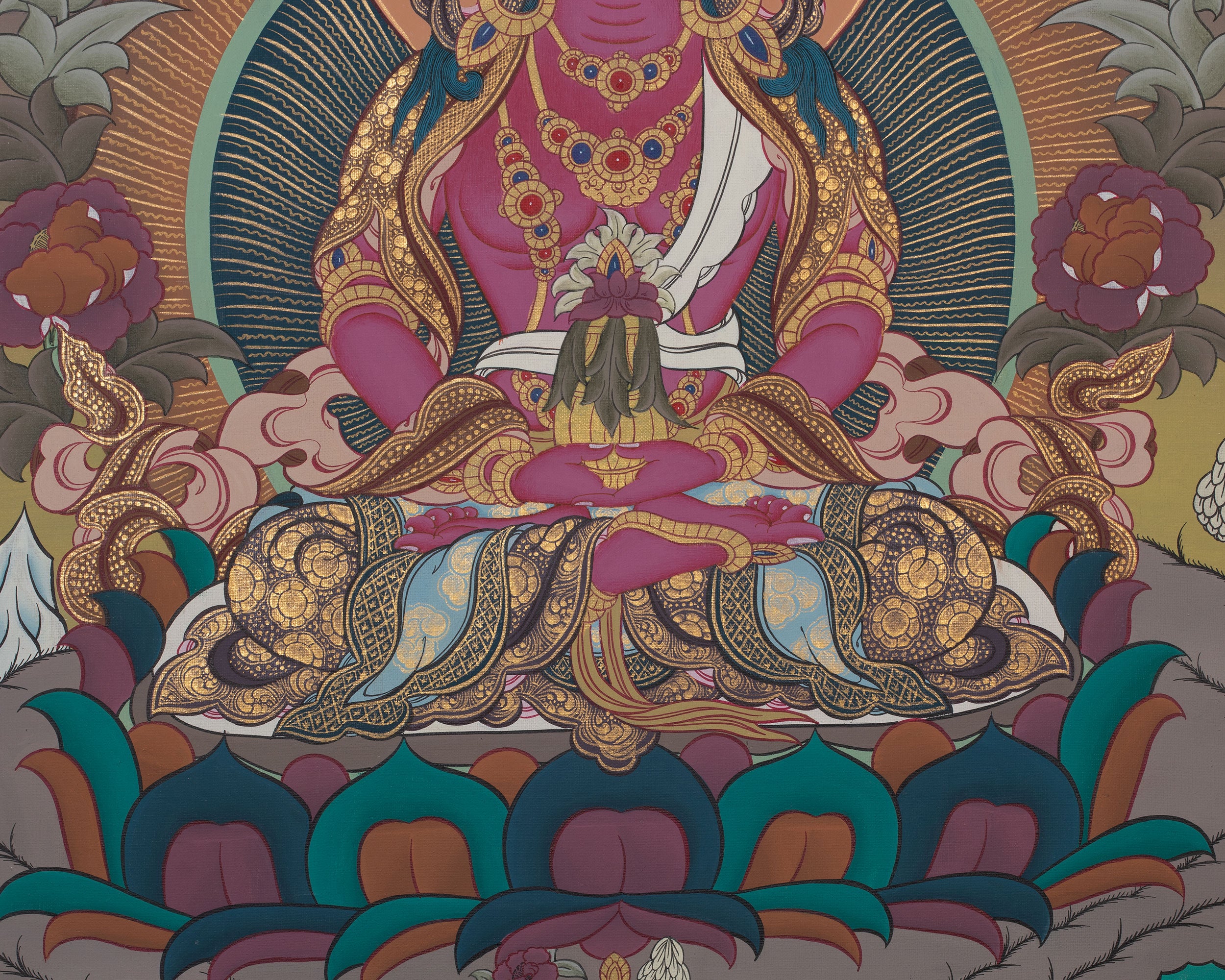 Amitayus Thangka Painting | Tibetan Art for Longevity, Healing & Enlightenment