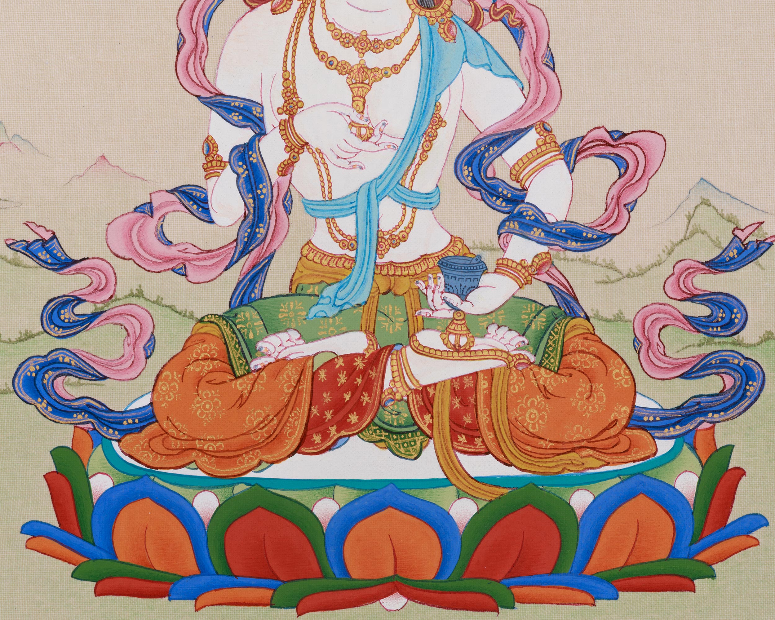 Handmade Vajrasattva Thangka | The Bodhisattva of Purification and Spiritual Transformation
