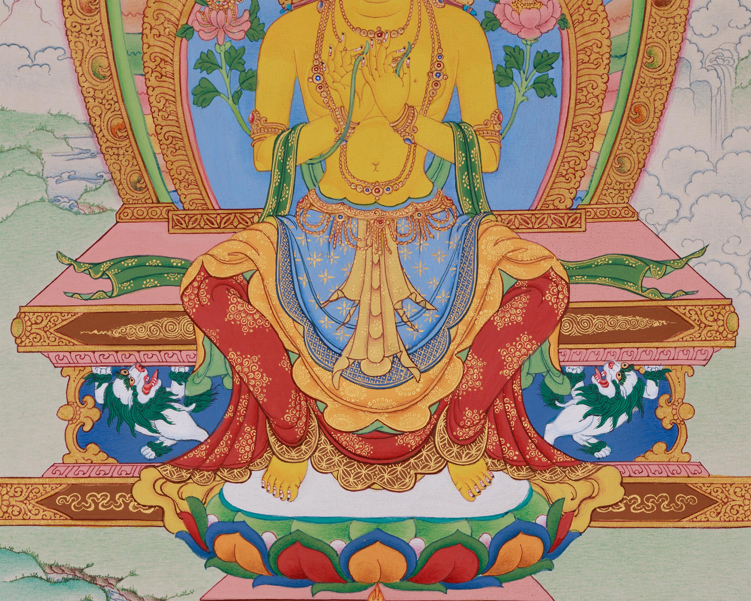 13 Inch Maitreya Buddha Thangka | Traditional Karma Gadri Style