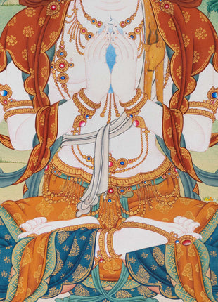 Chenrezig Thangka Print | Bodhisattva Canvas Print With High-quality Giclee
