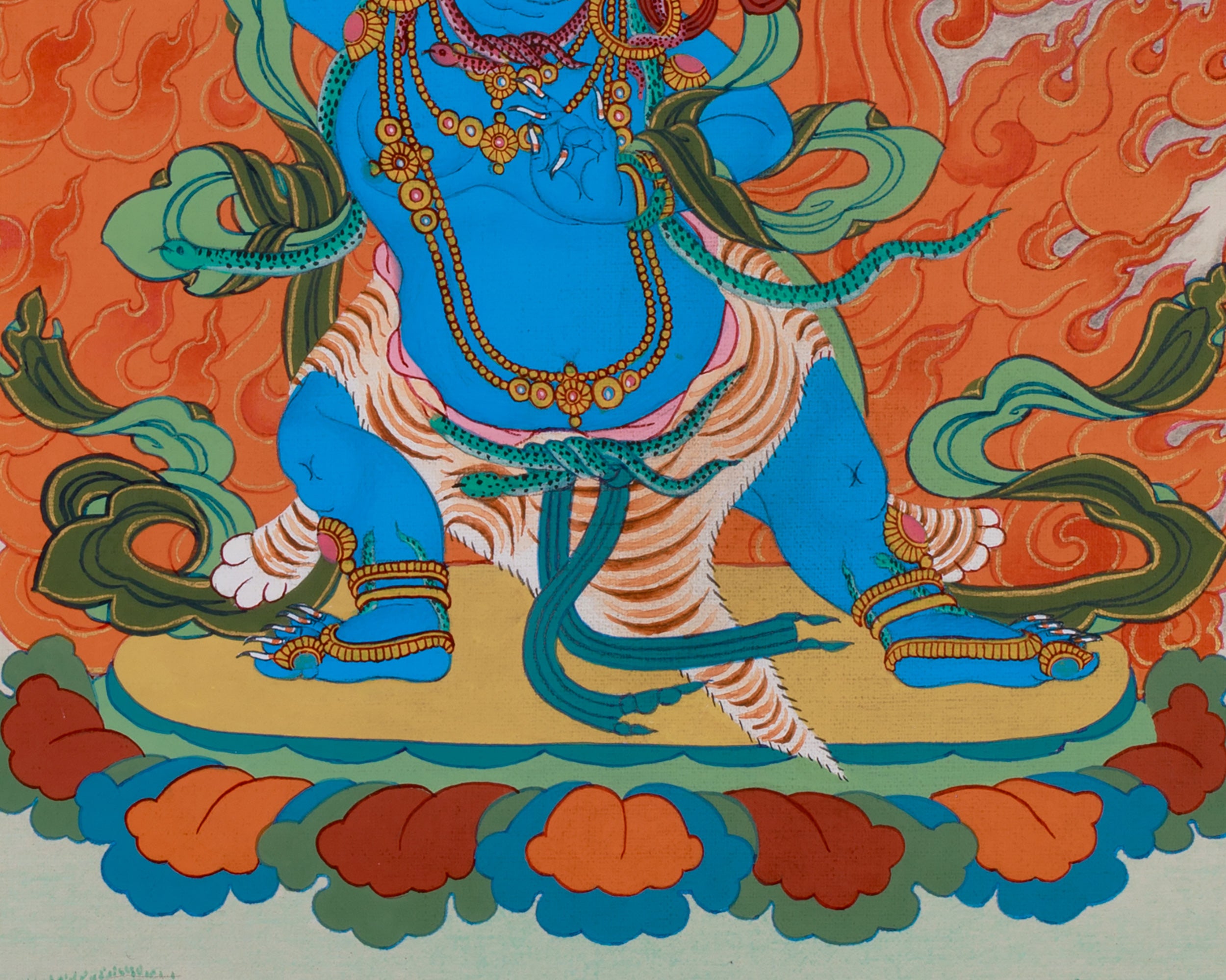 Hand-Painted Wrathful Vajrapani Thangka  | Tibetan Protector Deity | BROCADE