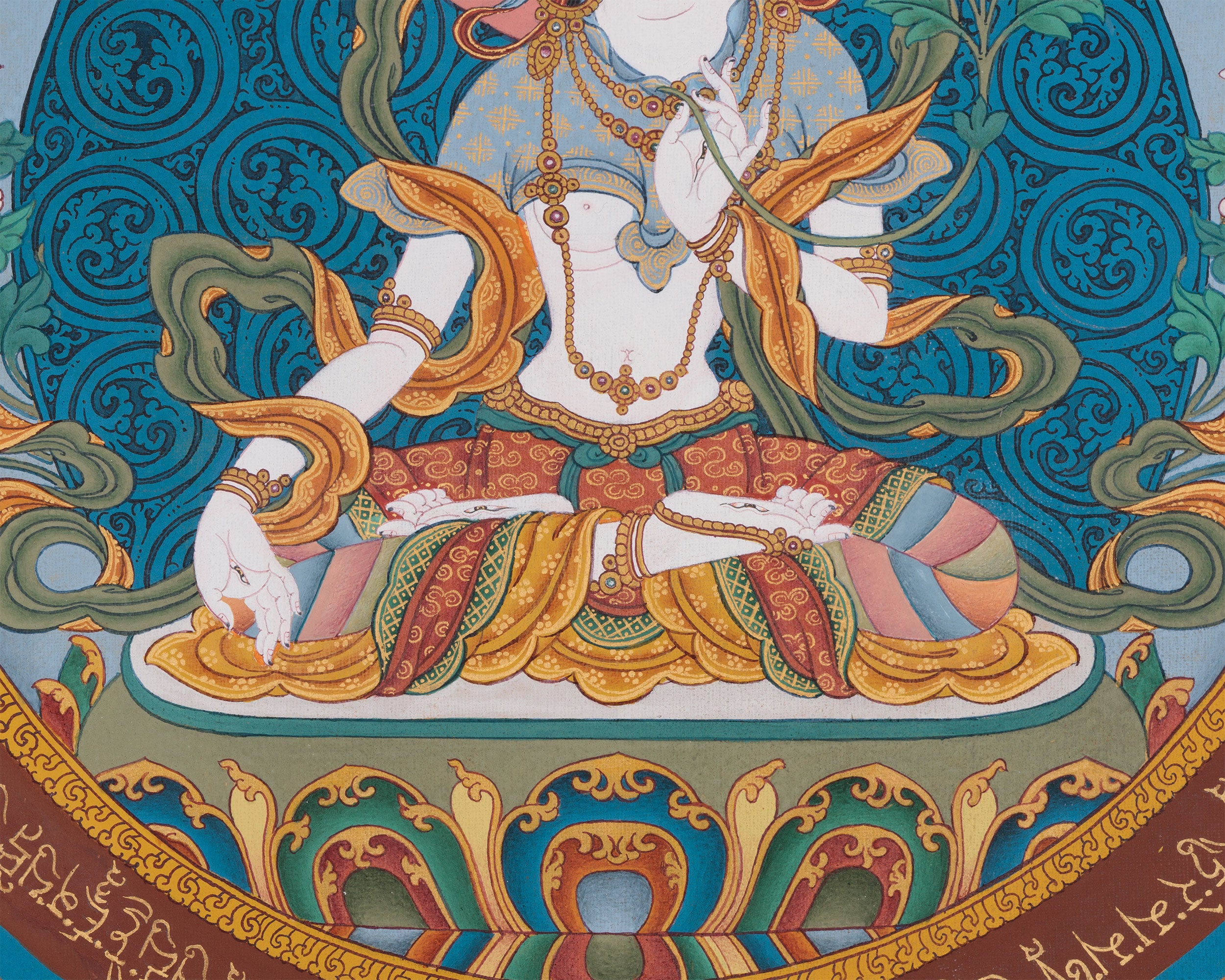 Exquisite Goddess White Tara Mandala Thangka | Female Buddhist Deity of Health and Protection