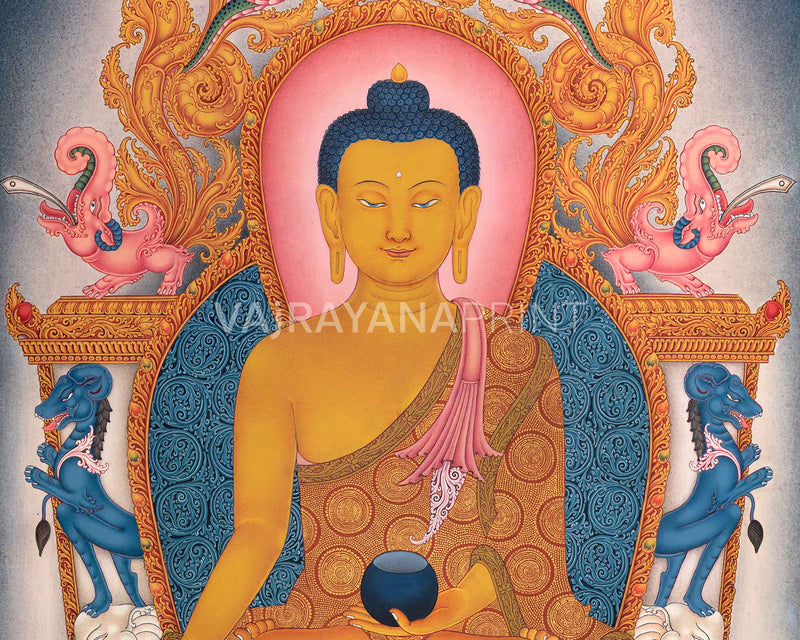 Traditional Buddha Shakyamuni Thangka Print for Enlightenment | Prints on Cotton Canvas