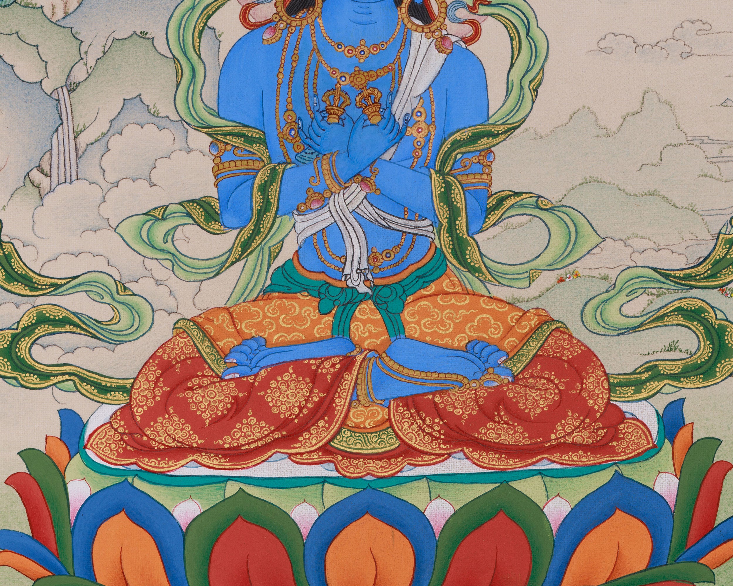 Enlightenment Symbol Vajradhara Thangka | Holder of the Thunderbolt