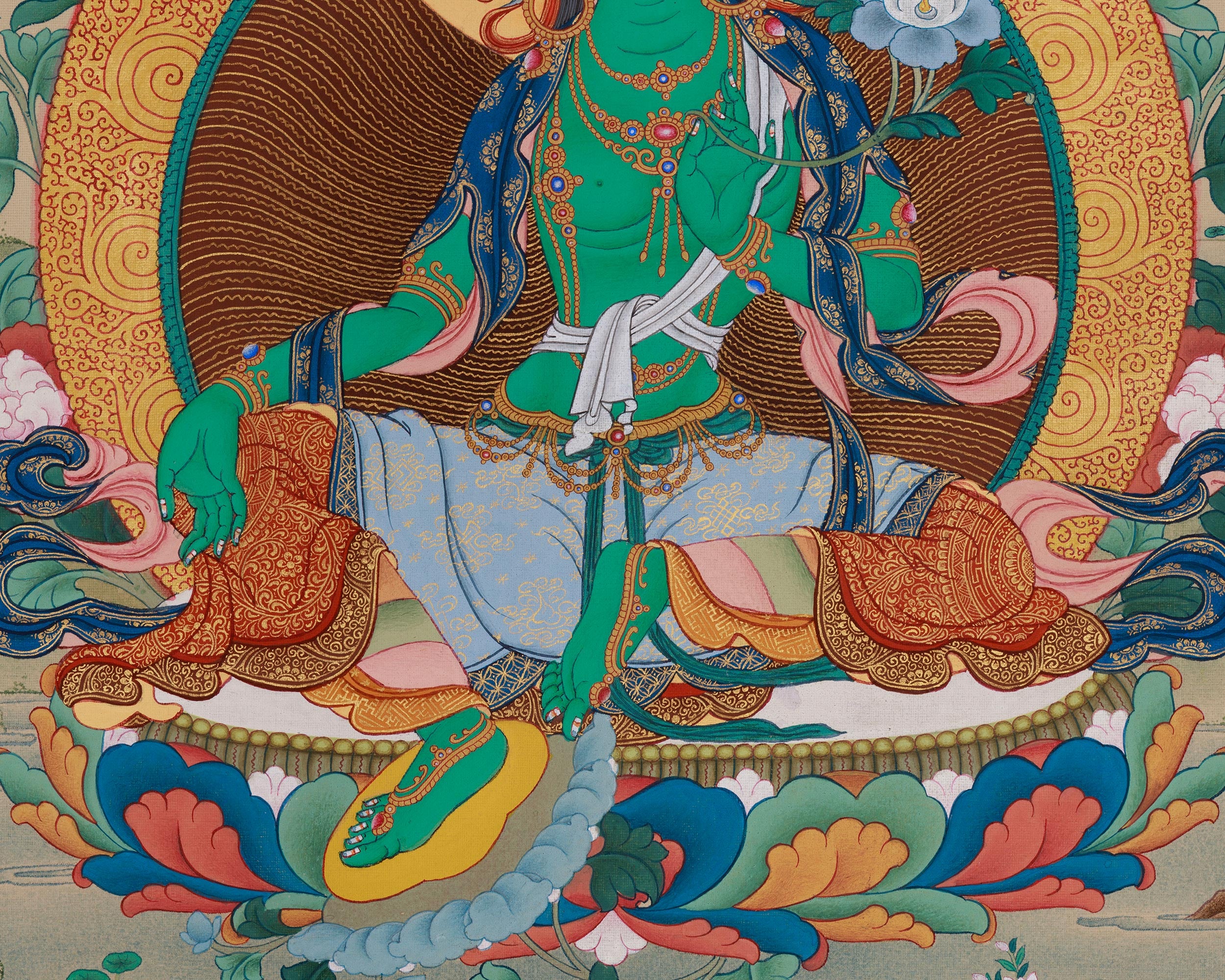 Himalayan 21 Tara Surya Gupta Thangka | Sacred Artwork