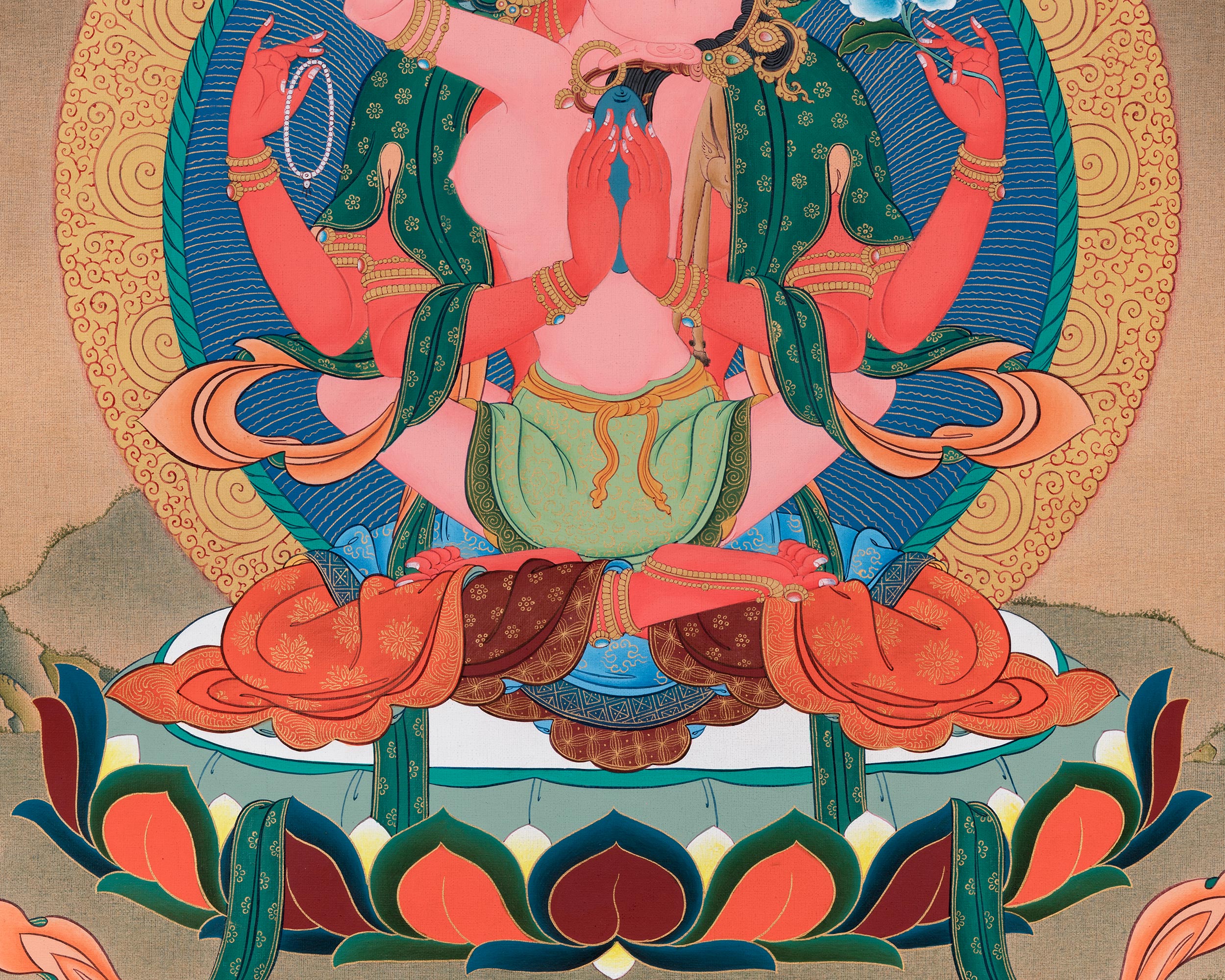 Red Chenrezig Canvas Print | Tantric Form of Compassion