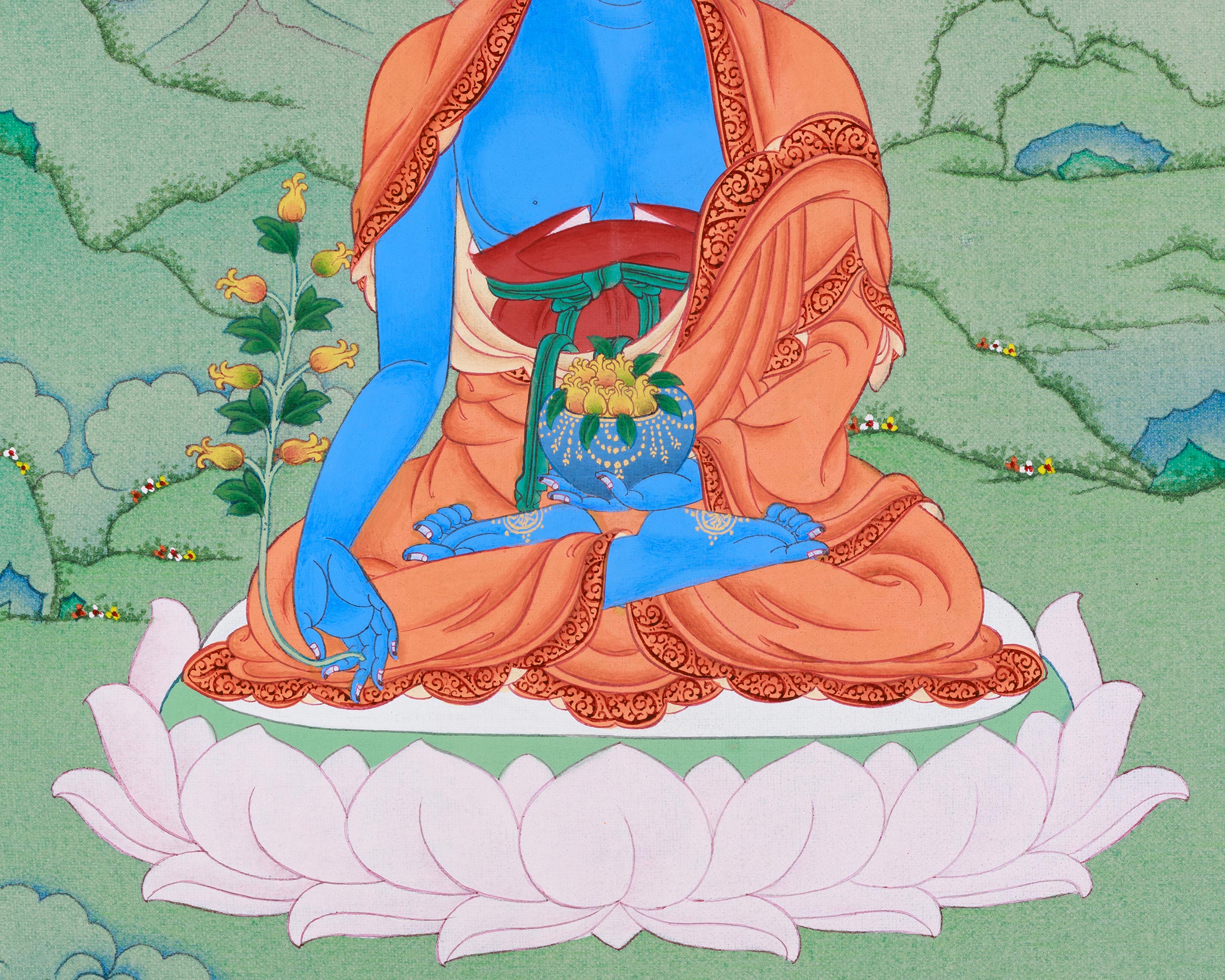 Healing Buddha Bhaisajyaguru Thangka | Deity of Health & Purification