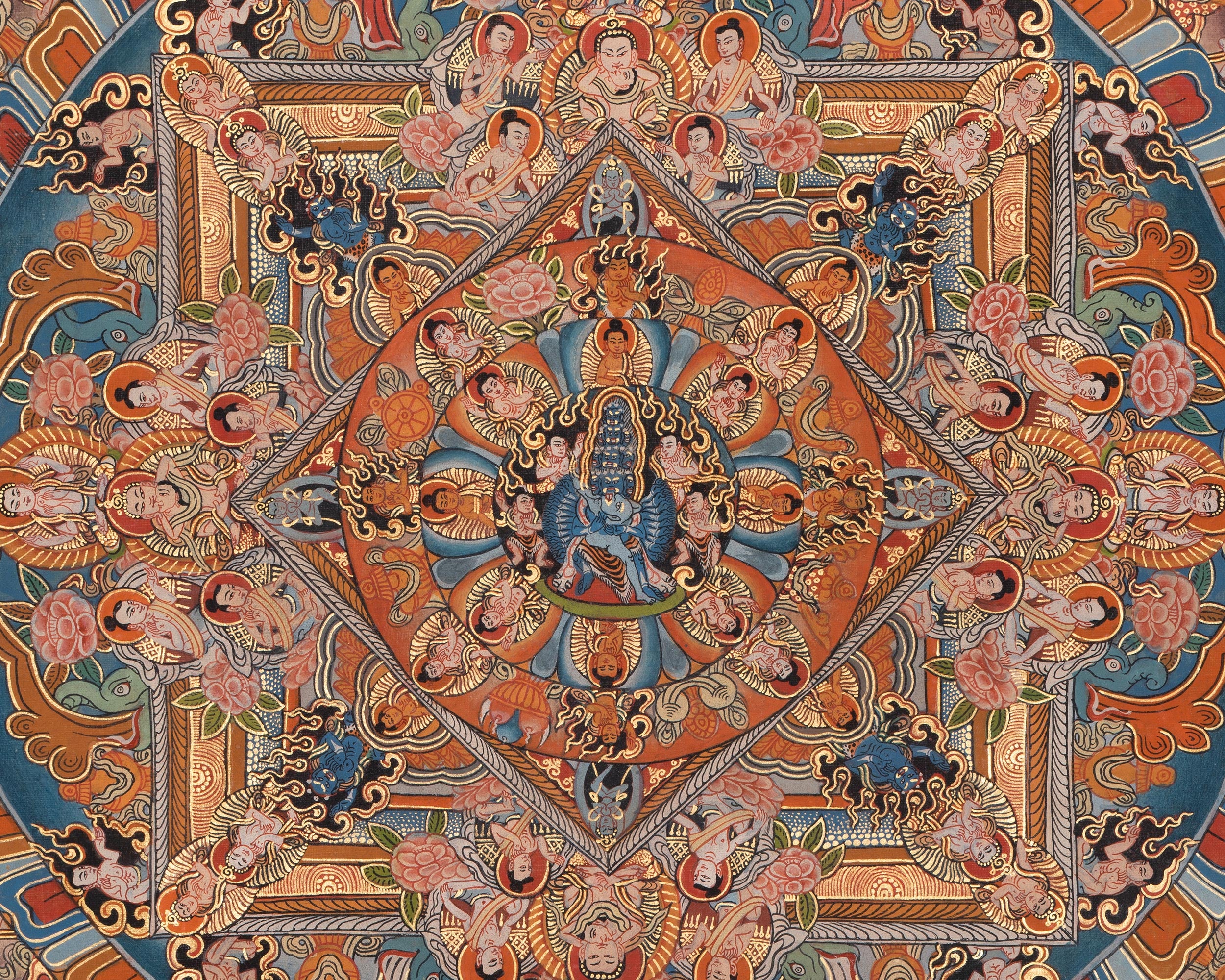 Vintage Vajra Heruka Mandala Thangka | Perfect for Meditation and Decor