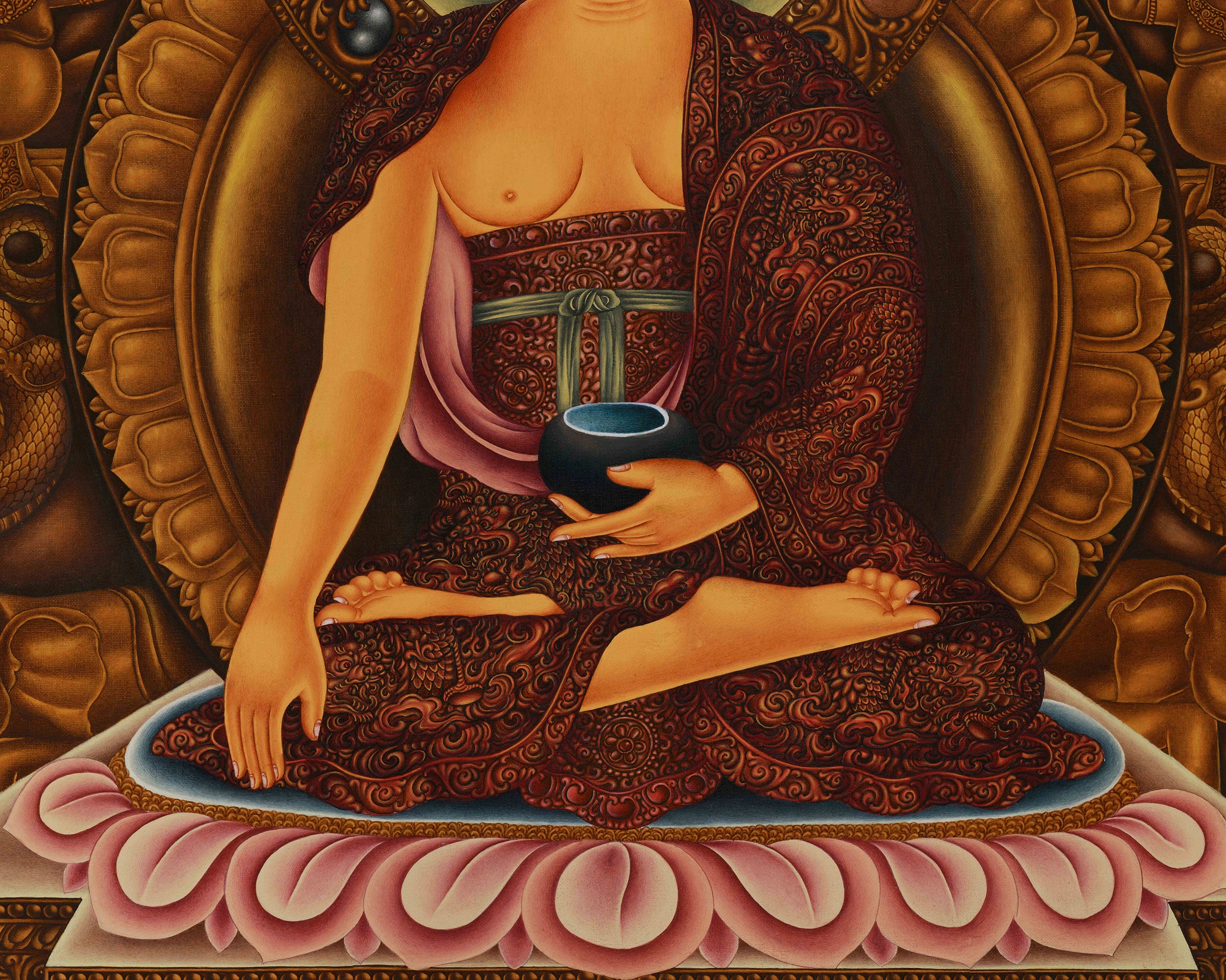 Siddhartha Gautama on Majestic Throne | High-Quality Giclee Canvas Print