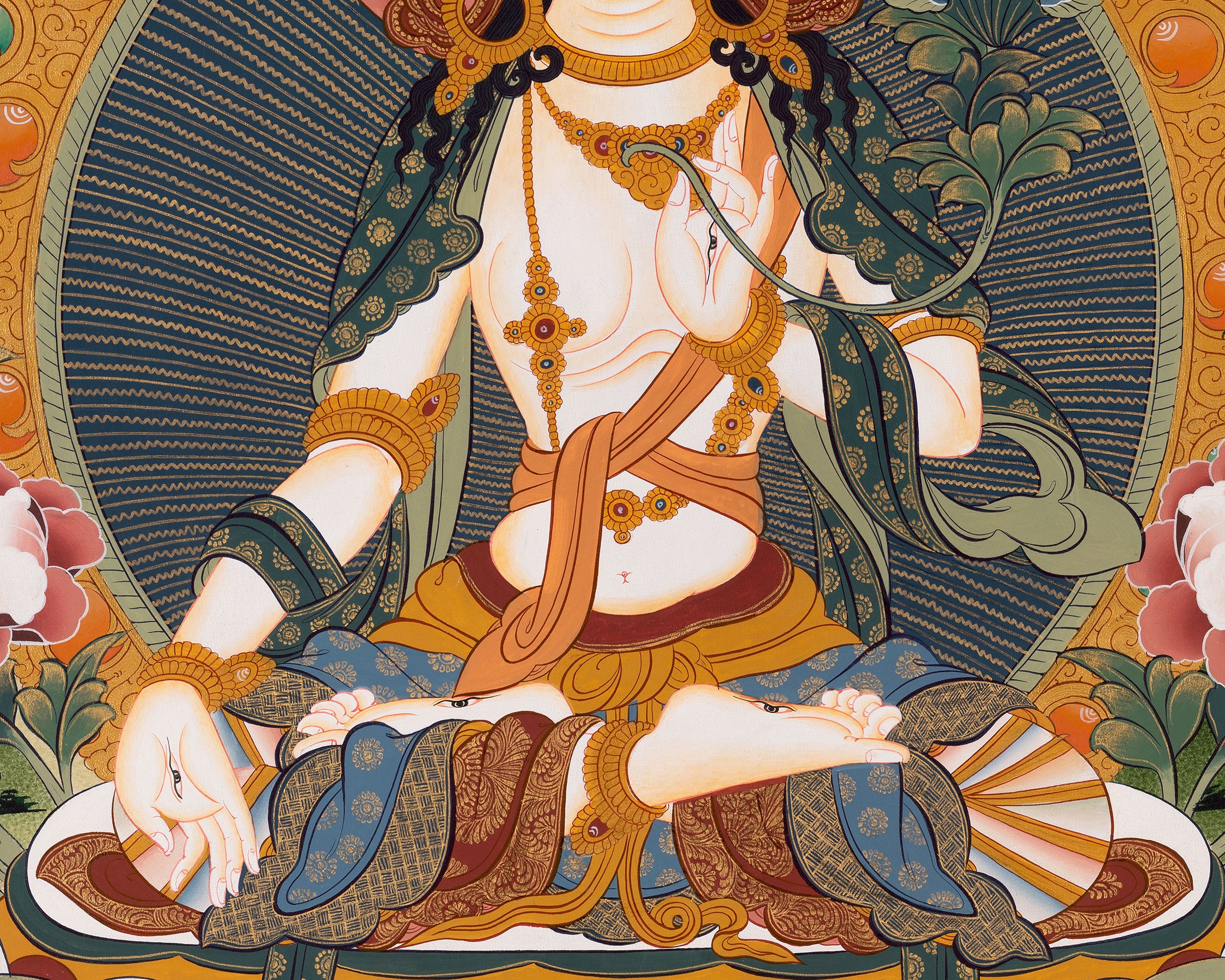 White Tara Thangka Painting | Female Bodhisattva | Decorative Art