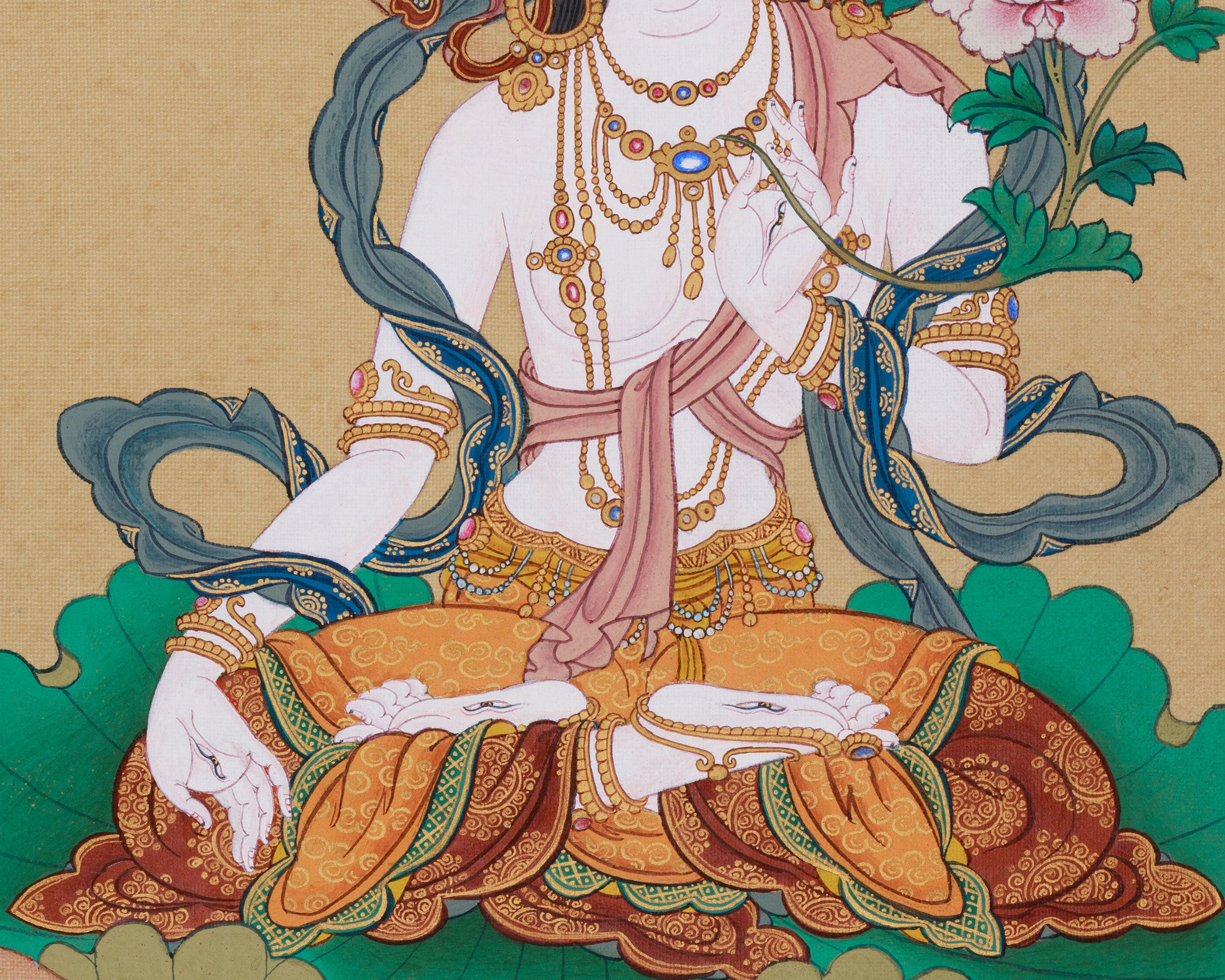 White Tara With Amitayus & Namgyalma | Symbols of Life, Purity & Spiritual Strength