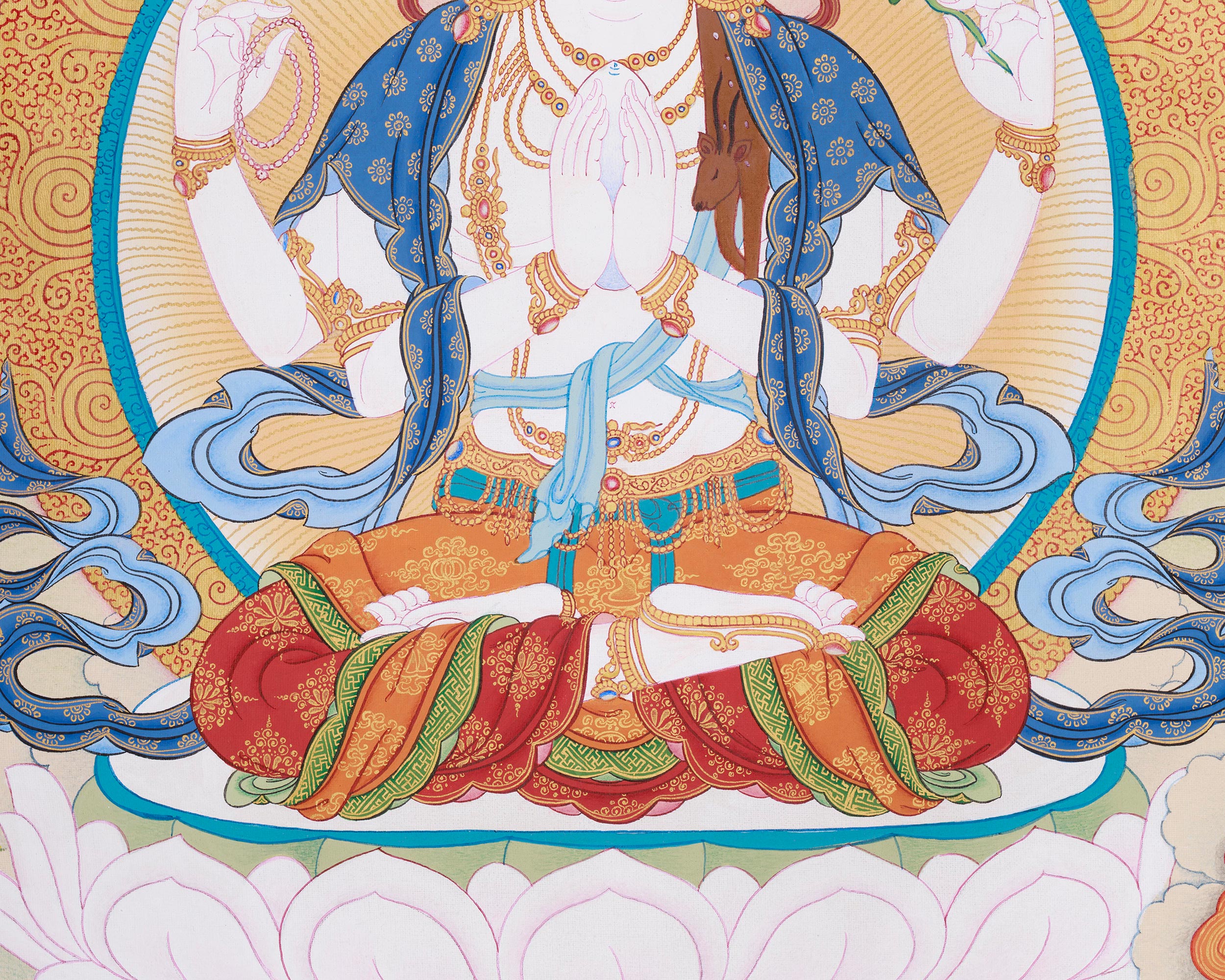 Three Bodhisattvas: Chenrezig, Manjushri, and Vajrapani | The Divine Assembly of Enlightened Virtues