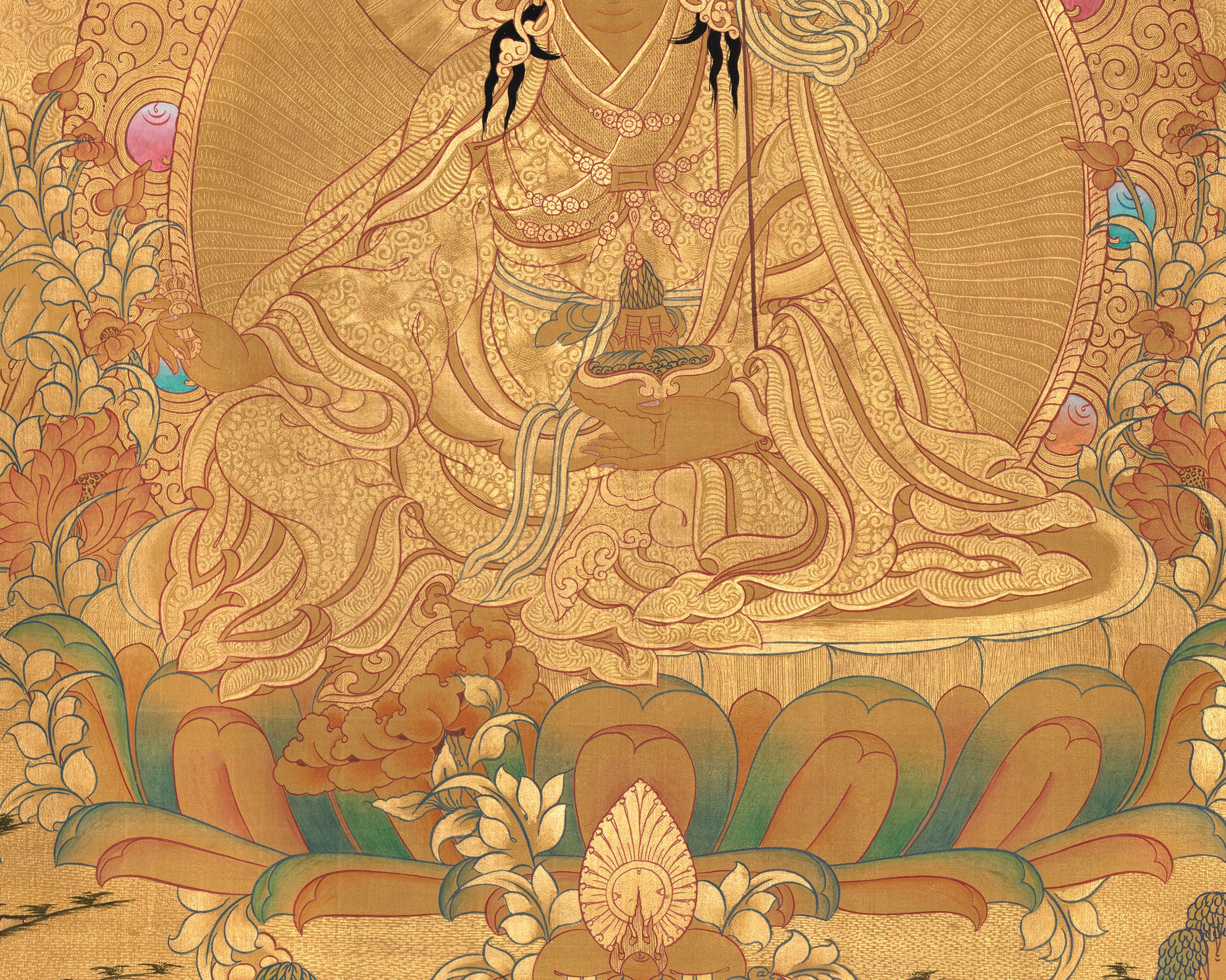 The Second Buddha, Guru Rinpoche | Hand-Painted Padmasambhava Thangka