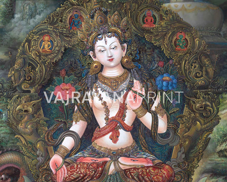 White Tara Canvas Print | Mother White Tara Digital Print | The Symbol of Compassion and Healing