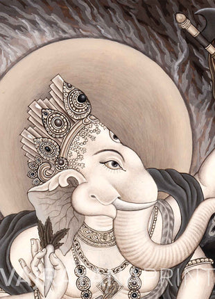 High-Quality Giclee Print For Praying To Ganesha | Newari Paubha Print For Ganesh Chaturthi